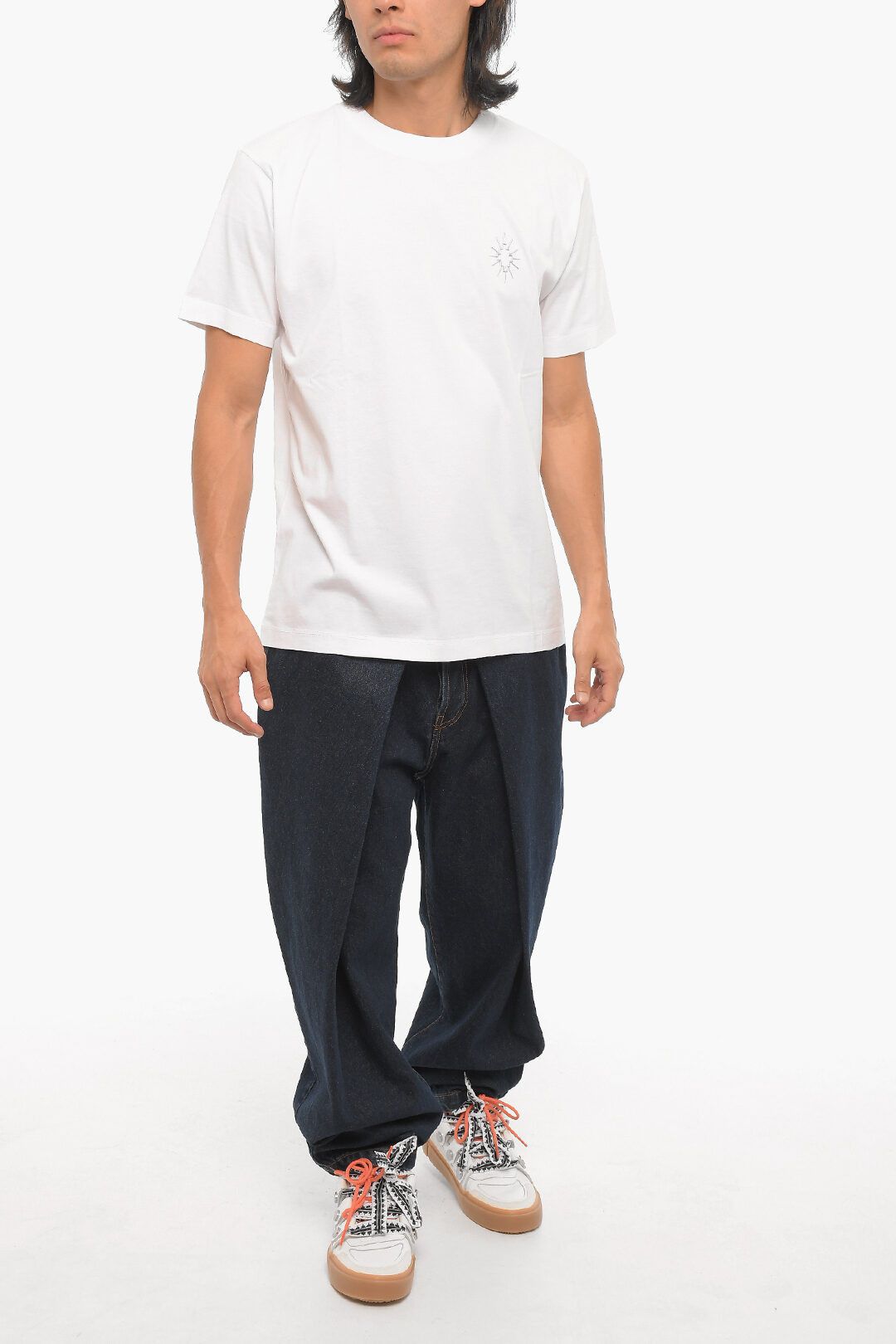 Marcelo Burlon og1mm0824 Eclipse Cross Crewneck T-Shirt in White Size US XL / EU 56 / 4 - 4 Thumbnail
