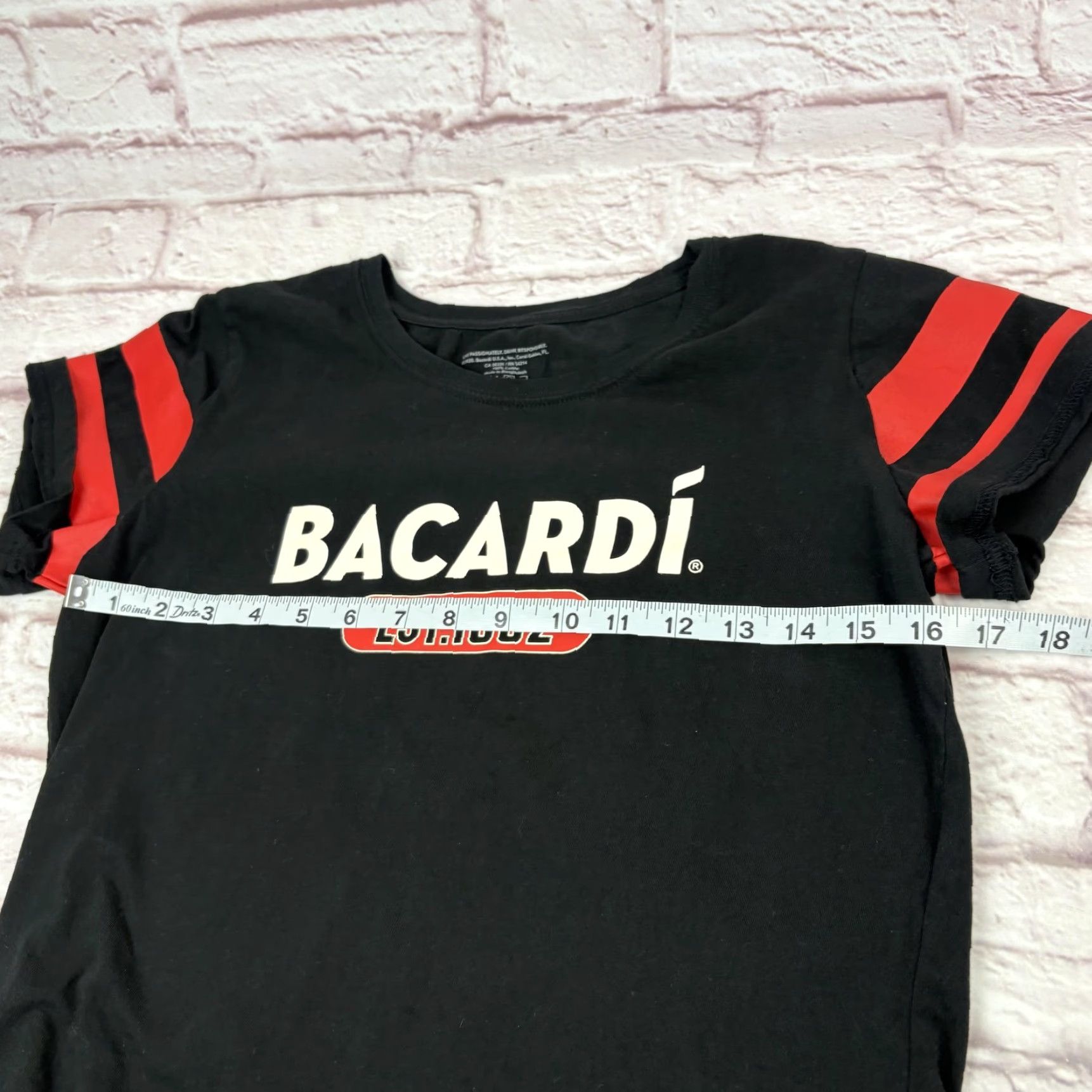 Logo 7 Bacardi Shirt Womens Large Black Striped Sleeve Logo Graphic T-Shirt Tee Size L / US 10 / IT 46 - 7 Thumbnail