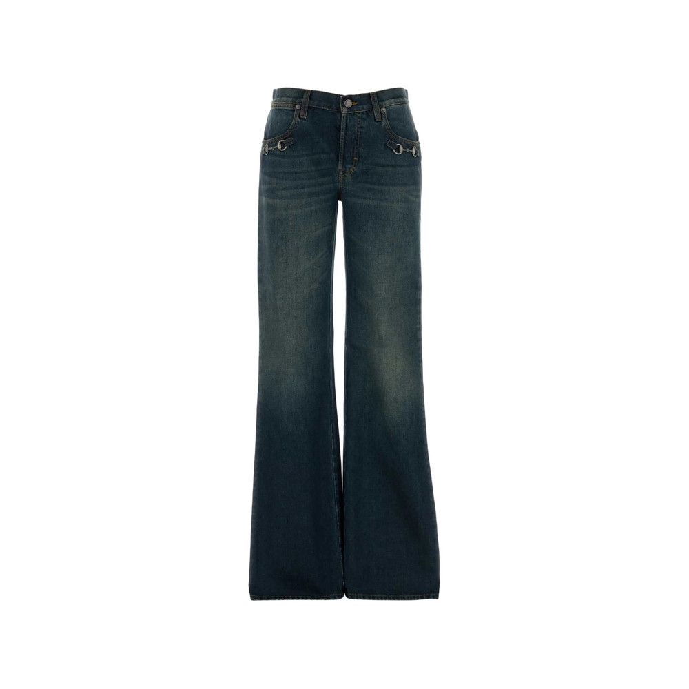 Gucci Gucci BLUE Denim - Wide-Leg Jeans Size 26" / US 2 / IT 38 - 1 Thumbnail