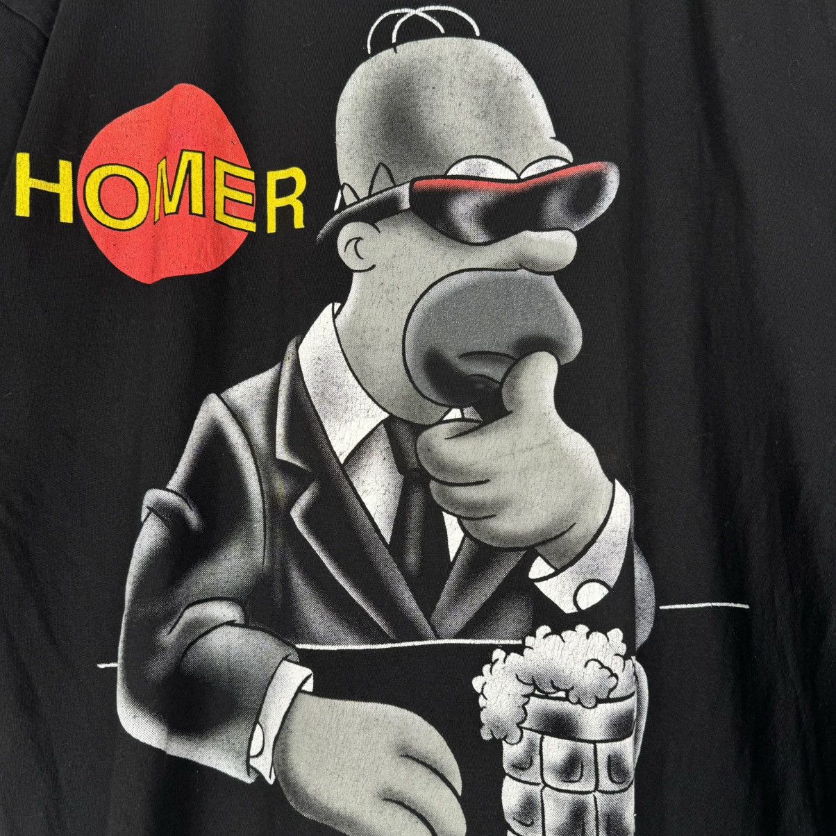 The Simpsons Vintage 1997 The Simpsons Homer Blackout Cartoon T Shirt Size US L / EU 52-54 / 3 - 3 Thumbnail