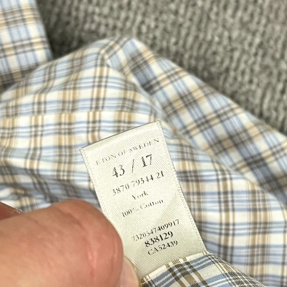 Eton ETON Shirt Mens Size 43 - 17 Brown Blue White Plaid Long Sleeve Casual Dress L/S Size US XL / EU 56 / 4 - 6 Thumbnail