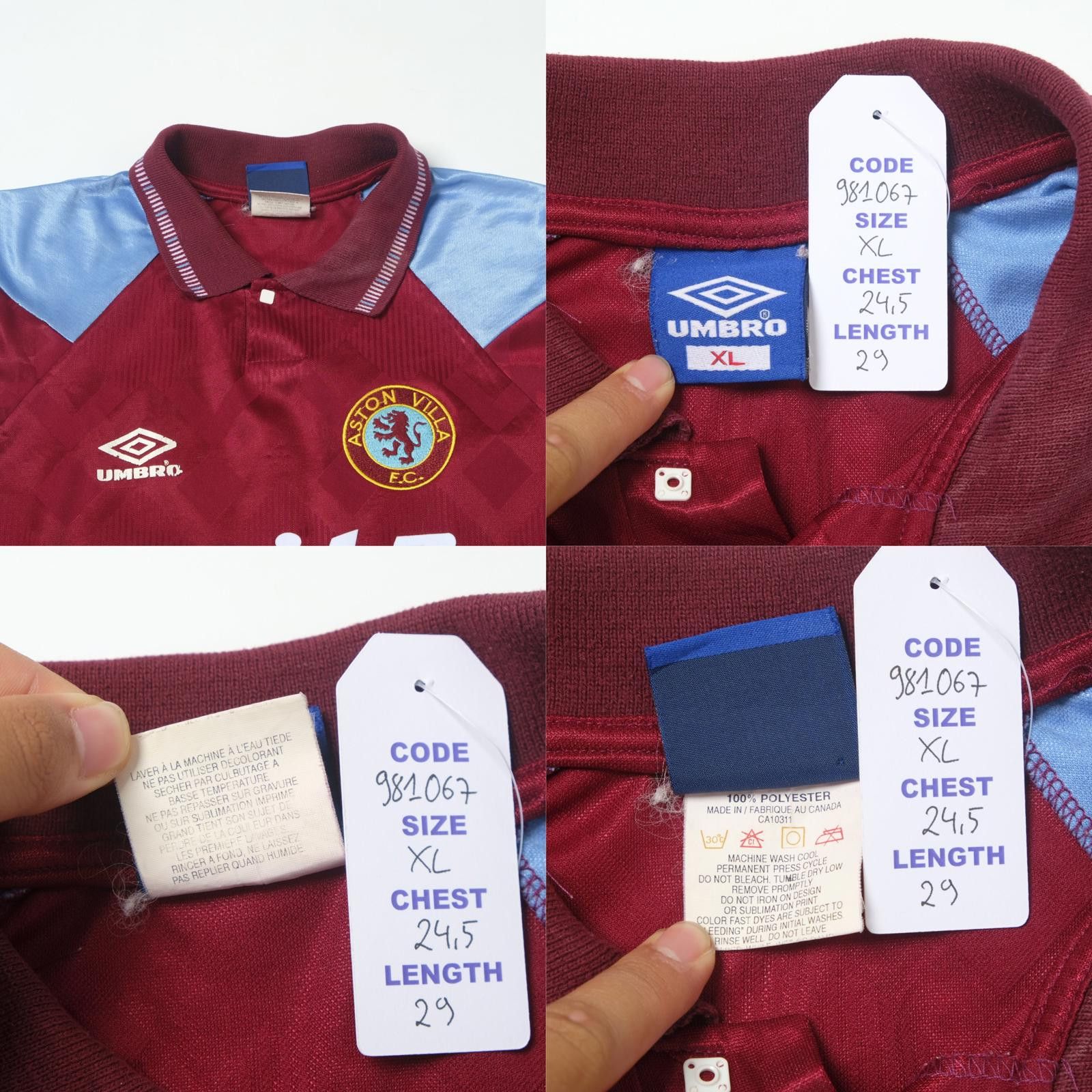 Umbro 1990/92 Aston Villa Home Shirt Umbro Template (XL) Size US XL / EU 56 / 4 - 5 Thumbnail