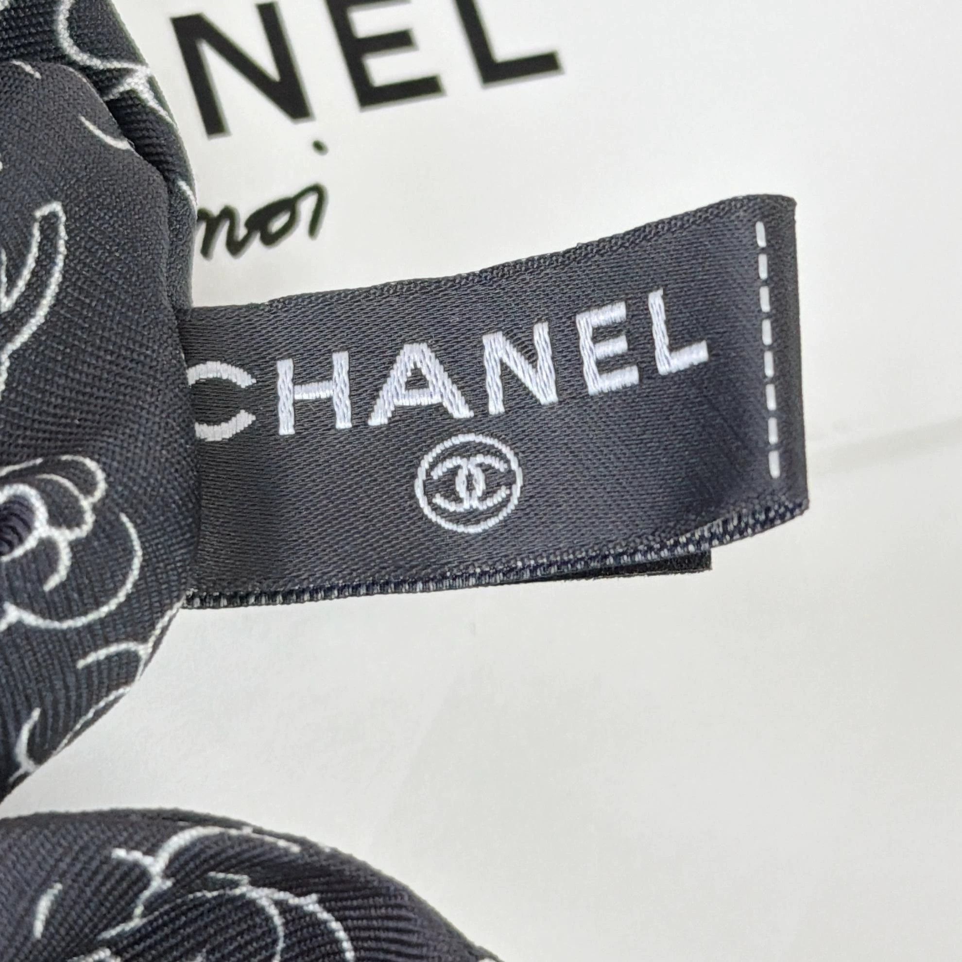 Chanel Chanel Black All-Over Camellia Hair Scrunchie 9268 Size ONE SIZE - 5 Thumbnail