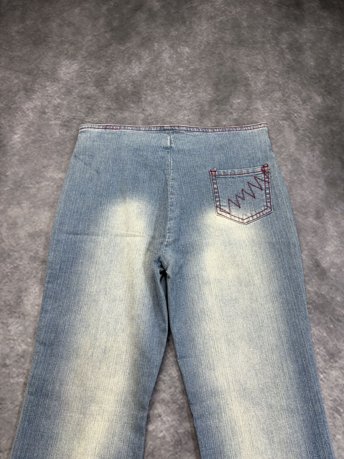 Jean × Other × Vintage NOS 2000s Jeans Belted Contrast Stitch France Y2K Low Waist Size 26" / US 2 / IT 38 - 8 Thumbnail