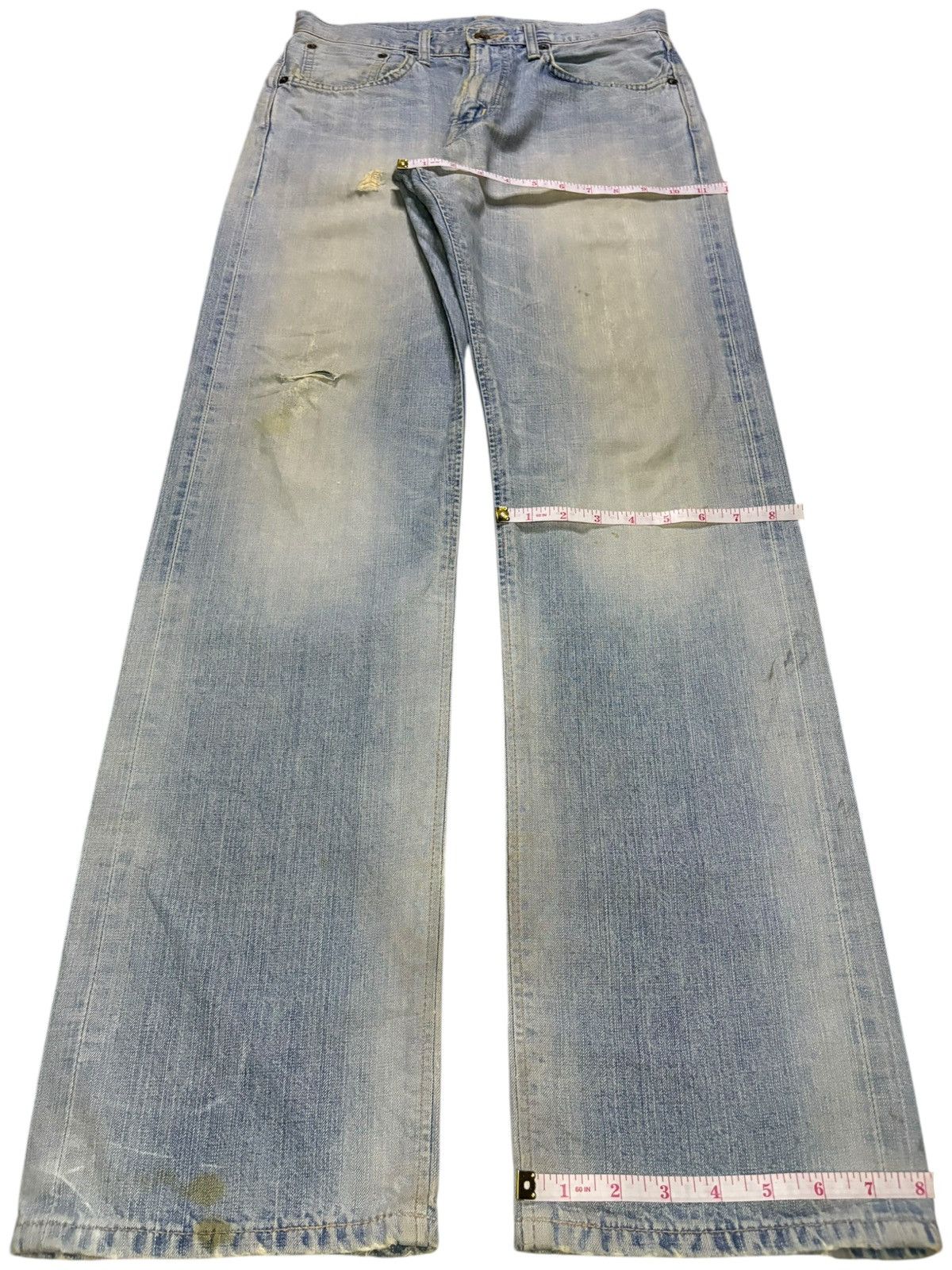 Edwin Vintage Edwin 505ZX Selvedge Mud Wash Distressed Loose Jeans Size US 30 / EU 46 - 15 Thumbnail