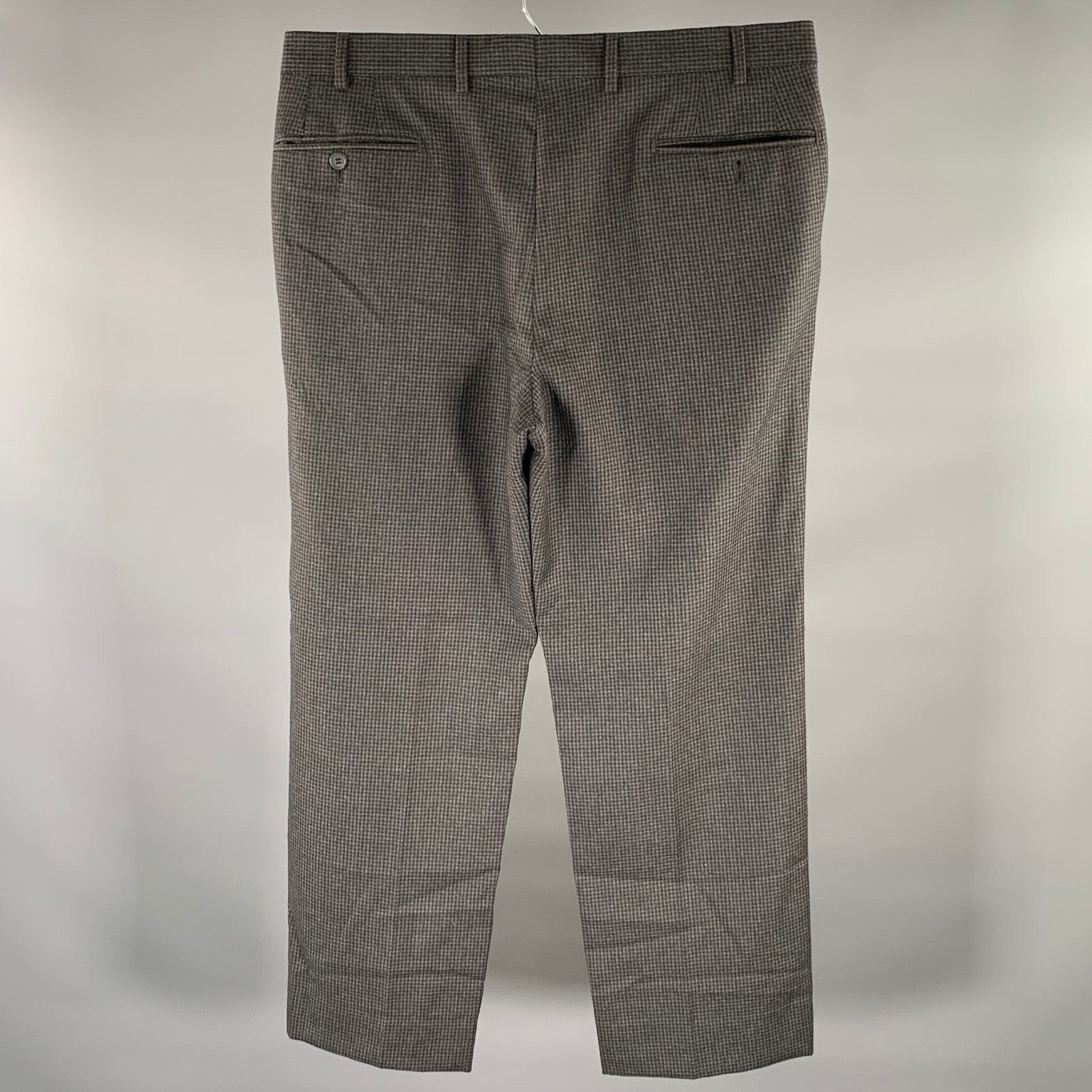 Isaia ISAIA Size 36 Grey Black Gingham Wool Pleated Dress Pants Size US 36 / EU 52 - 2 Thumbnail