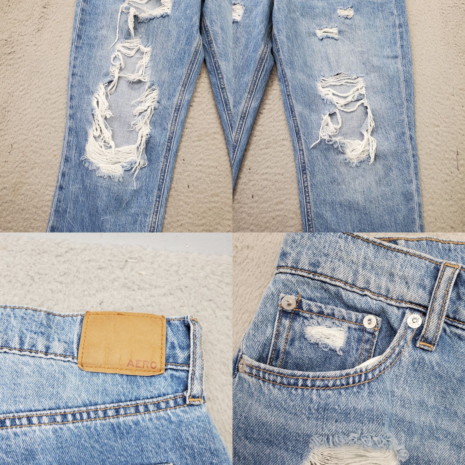 Vintage Aéropostale Mom Jeans Womens 12 Blue Denim Medium Distressed Front Flat Front 5-Pocket Denim Jeans Womens Size 12 Size 34" / US 12 / IT 48 - 8 Thumbnail