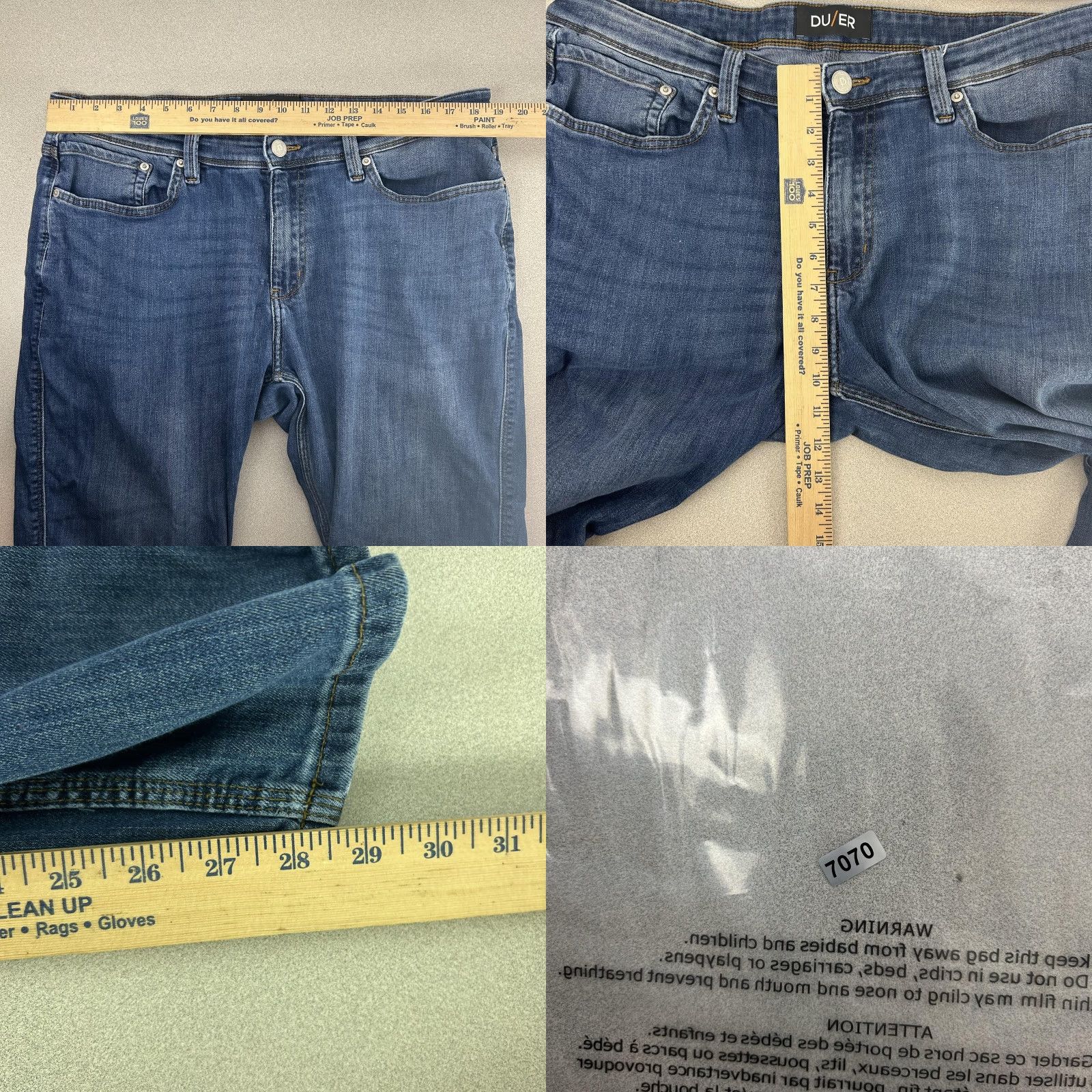 Denime DU/ER L2X Relaxed Taper Jeans Mens 38x29 Blue Medium Wash 5-Pocket Denim Stretch Size US 38 / EU 54 - 9 Thumbnail