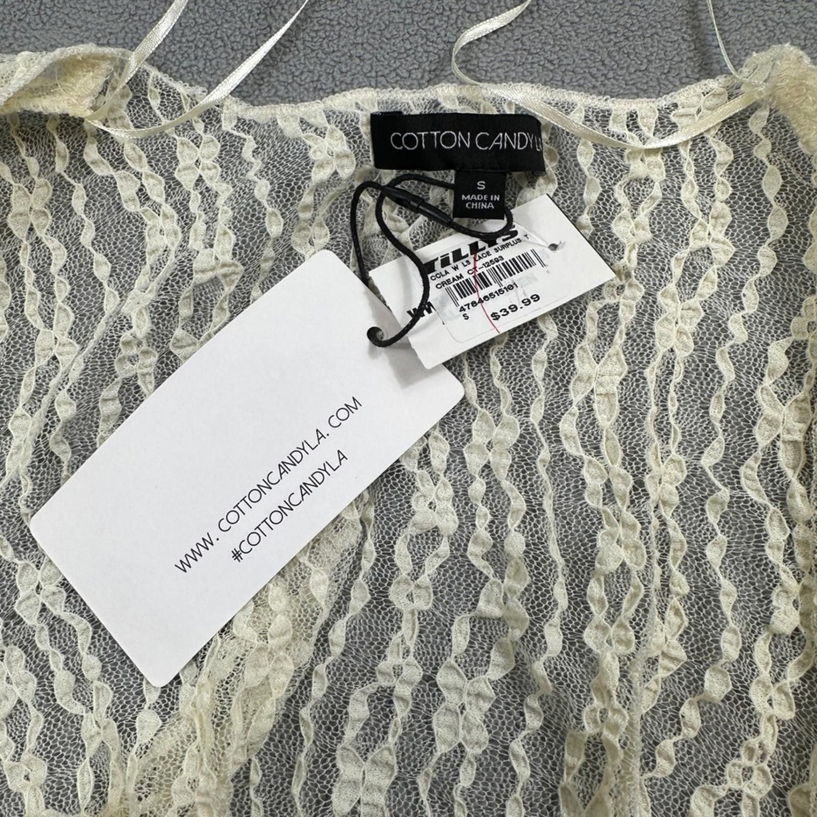 Other NWT Cotton Candy LA Lace Wrap Top S Womens Vanilla Sheer Tie Size S / US 4 / IT 40 - 4 Thumbnail
