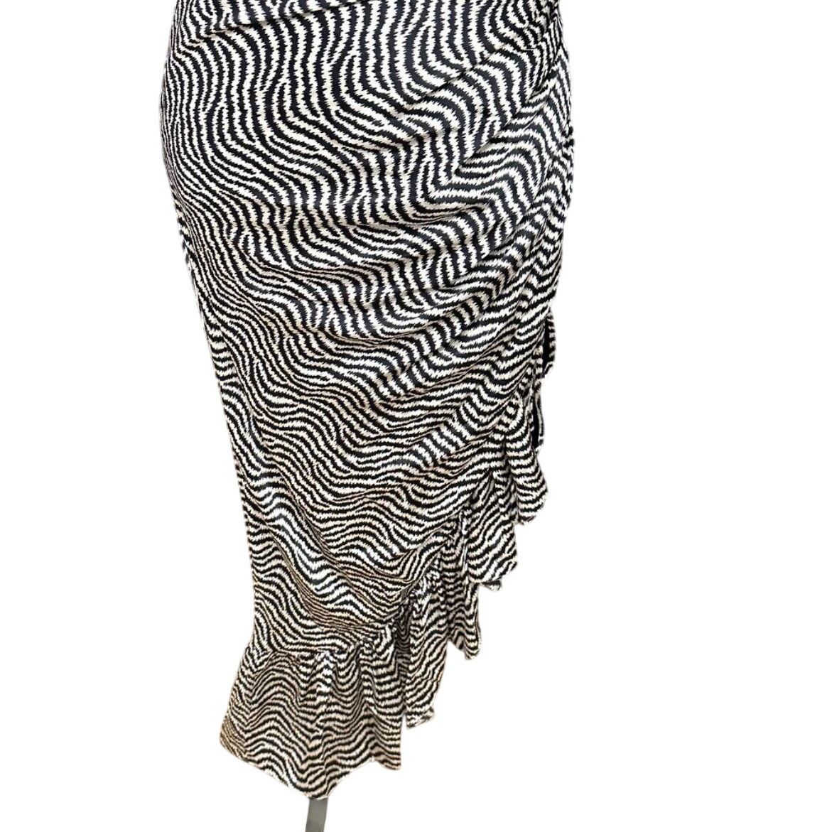 Cinq a Sept Cinq A Sept Midi Dress One Shoulder Silk Black/White 2 NWOT Size XS / US 0-2 / IT 36-38 - 4 Thumbnail