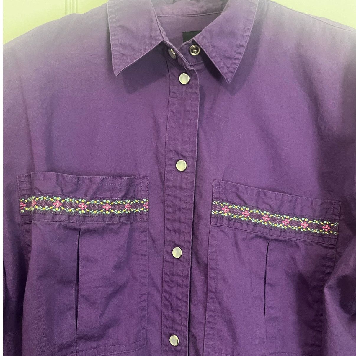 Vintage Vintage 70s Liz Sport Purple Western Cowgirl Shirt Small Size S / US 4 / IT 40 - 4 Thumbnail