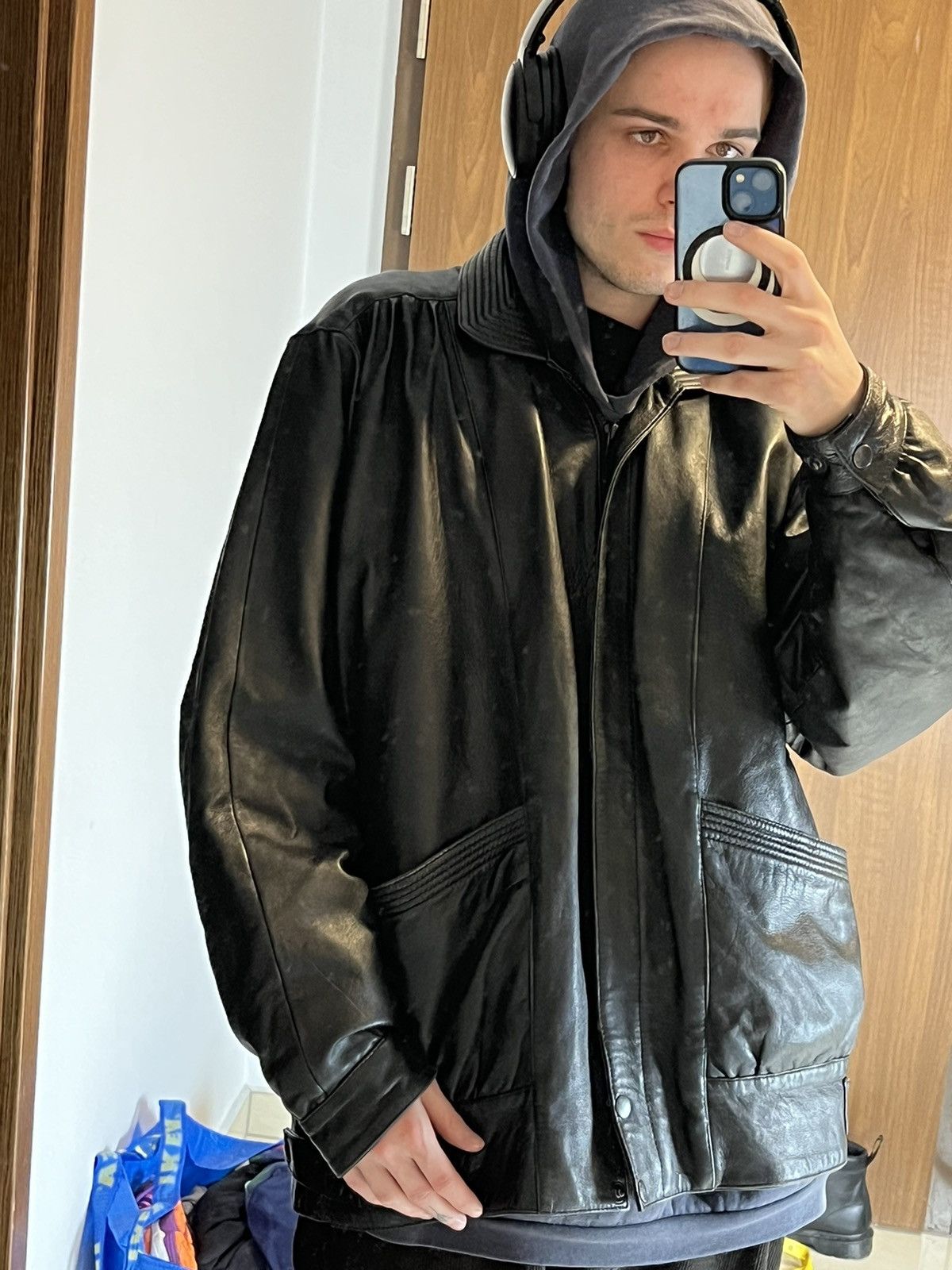 Genuine Leather × Vintage ➕ vintage sick fit boxy genuine leather avant garde jacket Size US L / EU 52-54 / 3 - 4 Thumbnail