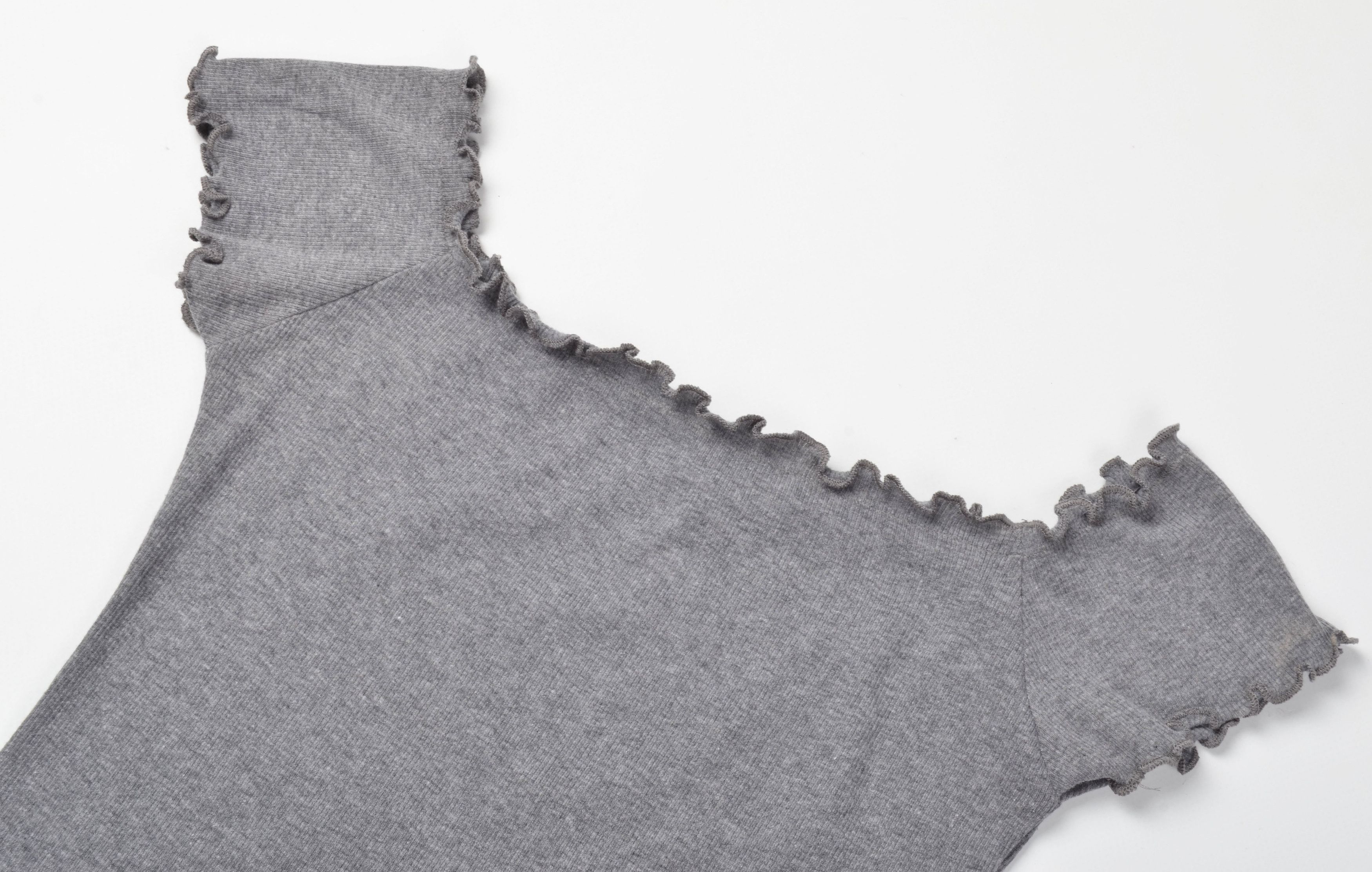 Hollister Hollister Y2K Rib Knit Gray Off Shoulders Babydoll Tee Top Size M / US 6-8 / IT 42-44 - 4 Thumbnail