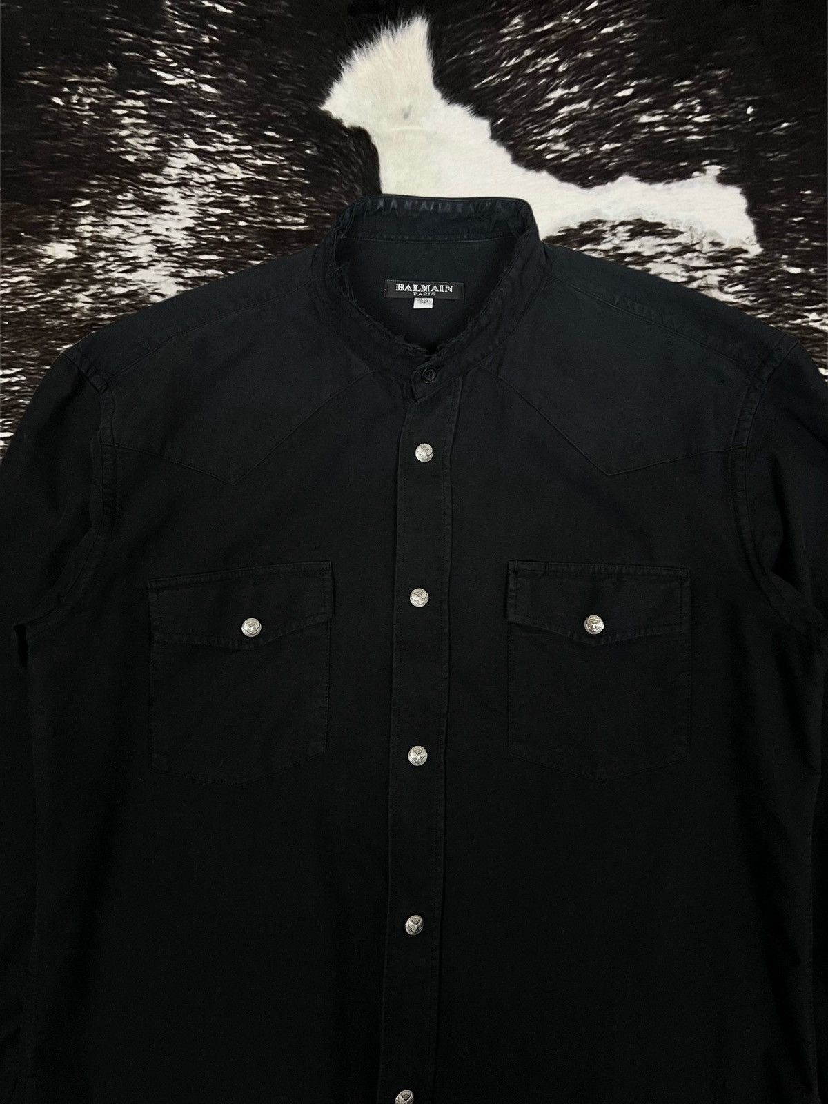 Balmain Balmain FW12 “Eagle Button“ Distressed Western Shirt Size US S / EU 44-46 / 1 - 3 Thumbnail
