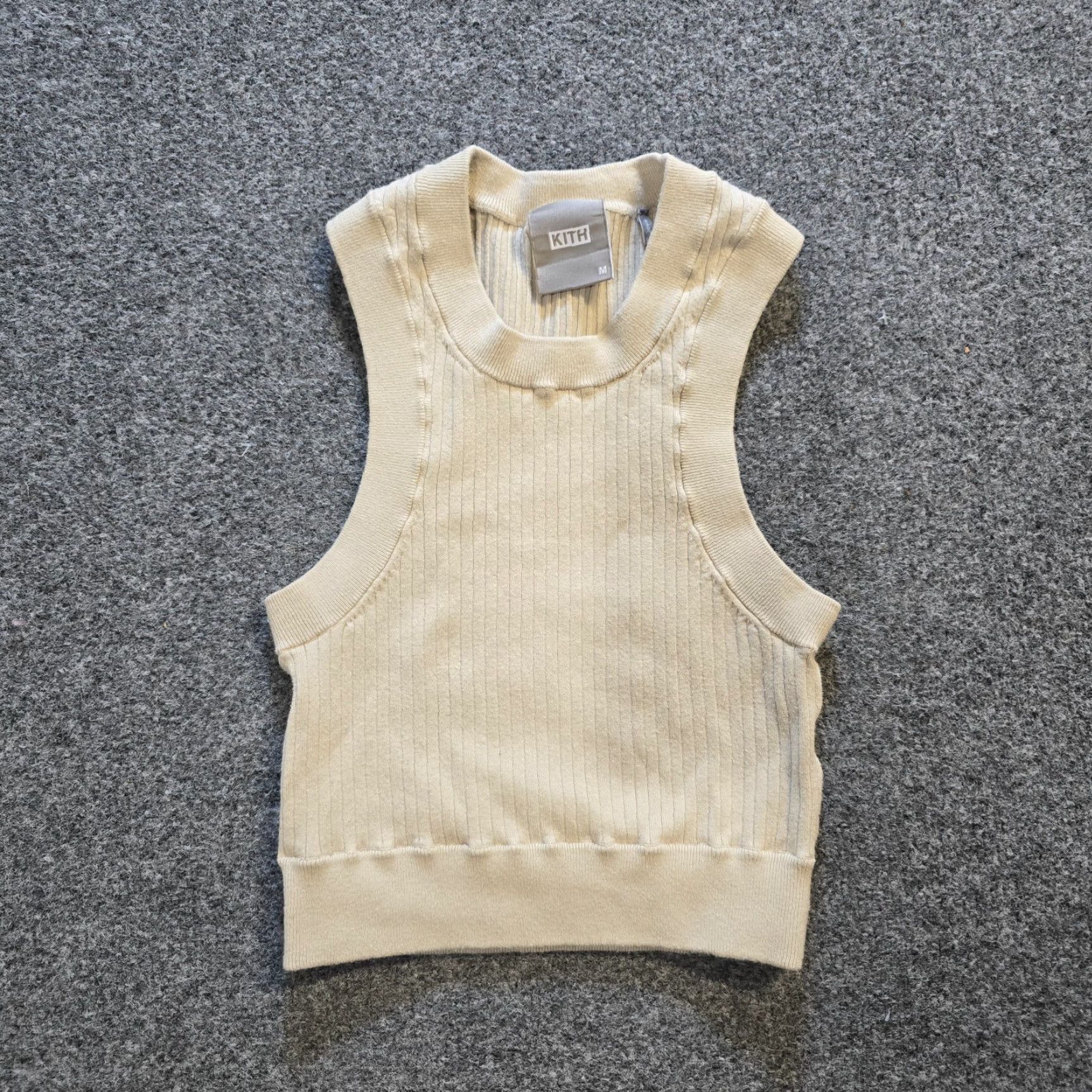 Kith Kith Top Womens Medium Beige Essentials Sport Tank Cropped Ribbed Knit Cotton Sleeveless Round Neck Pullover Casual Size M / US 6-8 / IT 42-44 - 2 Thumbnail
