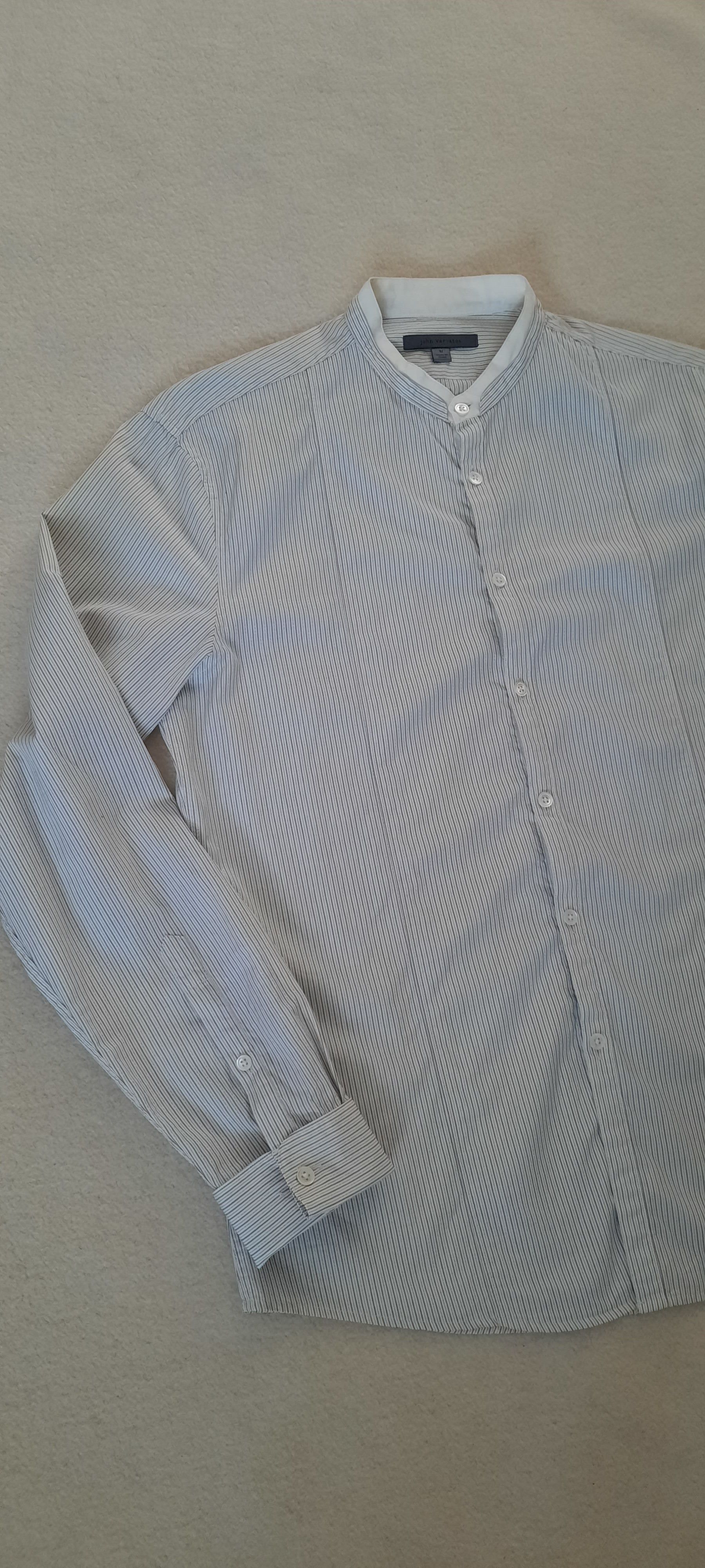 John Varvatos JOHN VARVATOS Men's Long-Sleeved Shirt, White Gray Striped M Size US M / EU 48-50 / 2 - 5 Thumbnail