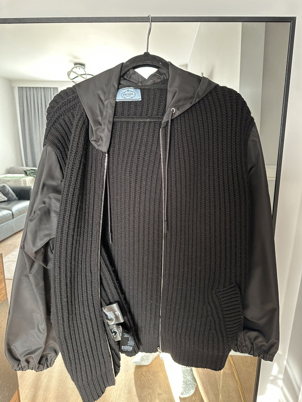 Prada Prada Re-Nylon Knit Jacket with Hood – Zip-Up – Size IT 42 Size M / US 6-8 / IT 42-44 - 1 Thumbnail
