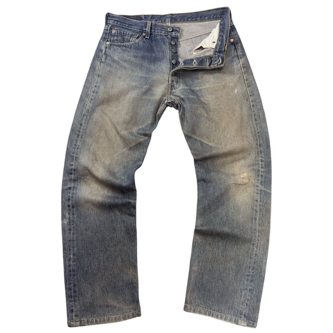 Levi's Vintage Clothing 🇺🇸 Vintage 1997 Levis 501 Super Distressed Dirty Washed Denim Size US 33 - 1 Thumbnail