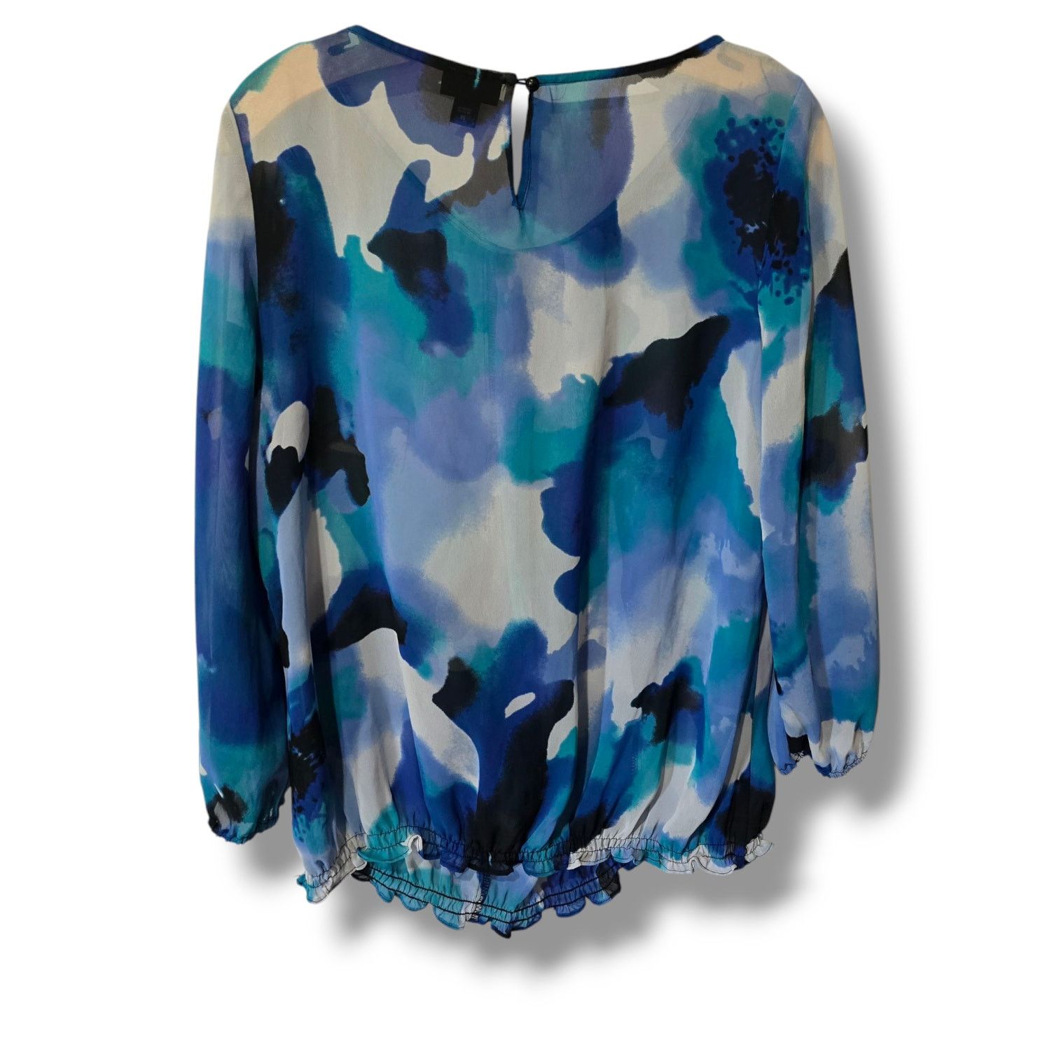 Other East 5th Women’s Blue Watercolor Semi-Sheer Blouse | Size M0 Size M / US 6-8 / IT 42-44 - 2 Thumbnail