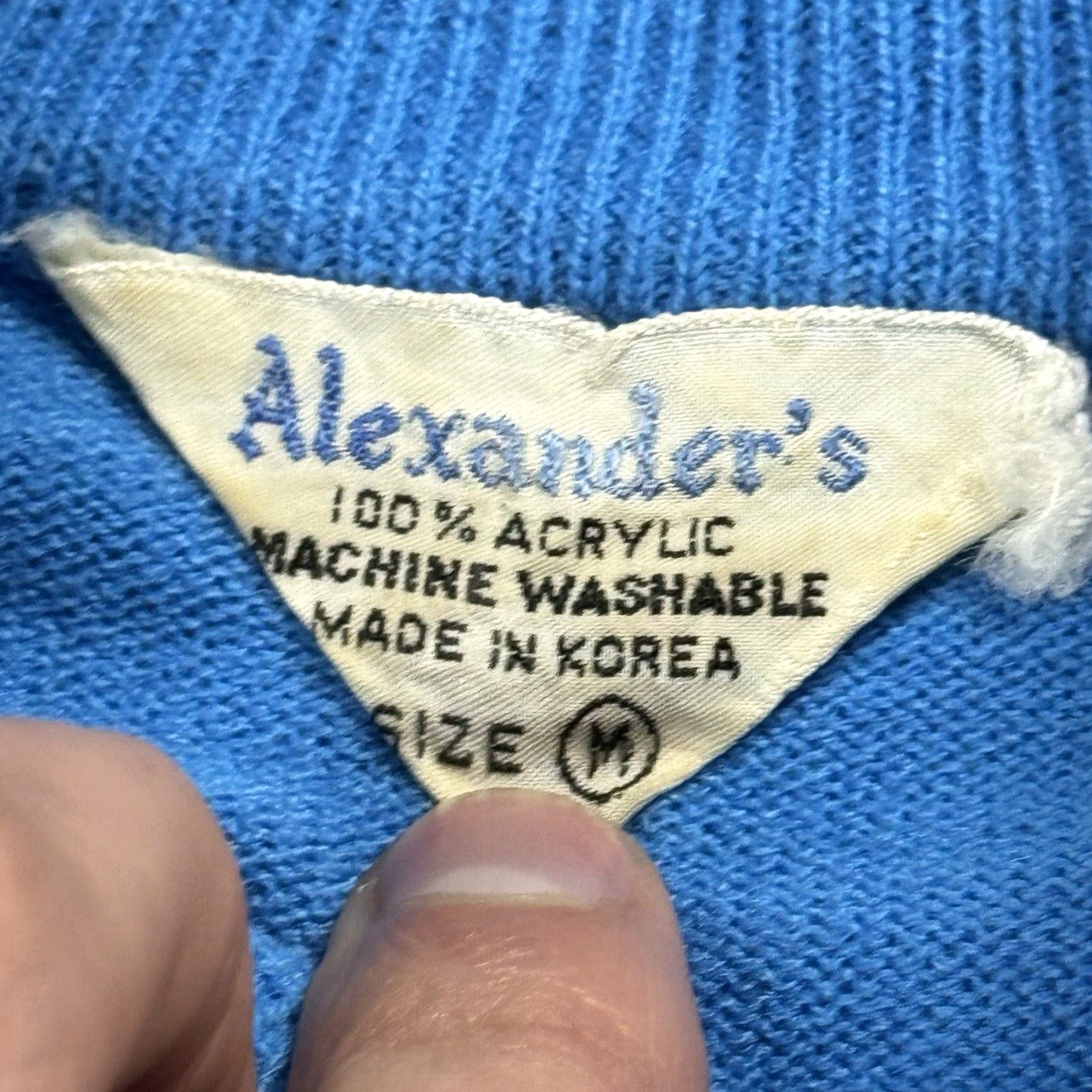 Vintage VINTAGE ALEXANDERS Acrylic Knit Sweater Ringer Short Sleeve Blue MENS Size M Mod Prep Disco USA Size US M / EU 48-50 / 2 - 4 Thumbnail