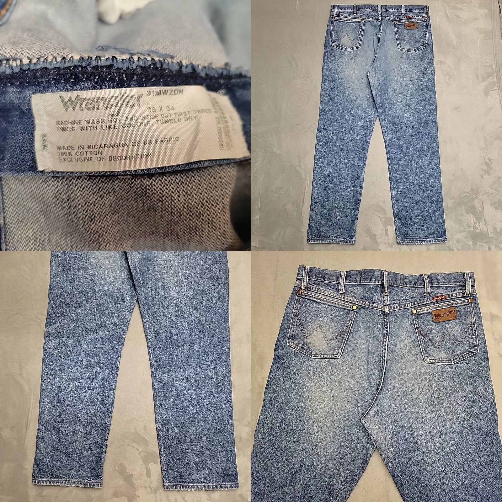 Wrangler Wrangler Jeans Men 38x34 Blue Faded Whiskered Cowboy Distressed Workwear Size US 38 / EU 54 - 8 Thumbnail