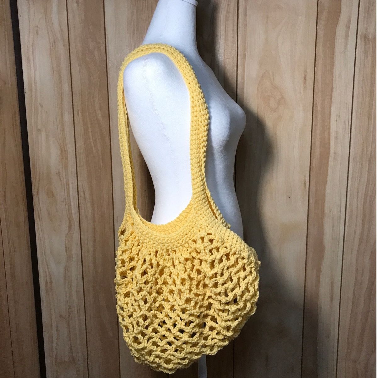 Handmade Yellow Handmade Crocheted Medium Mesh Market Bag by Dawny Size ONE SIZE - 1 Thumbnail