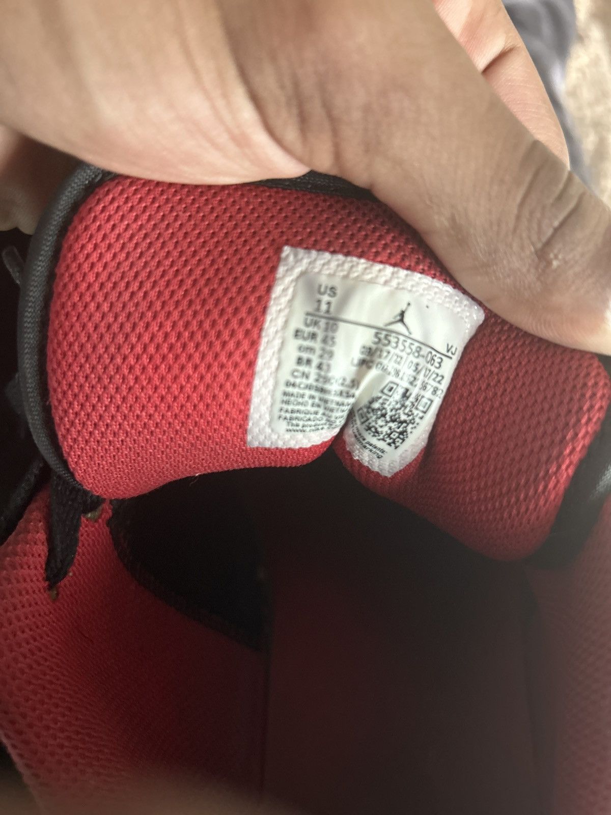Jordan Brand RED & BLACK AIR JORDAN LOW TOP 1’s Size US 11 / EU 44 - 4 Thumbnail