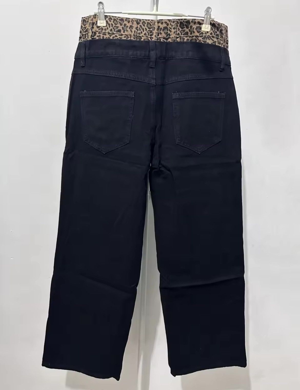 Designer × Japanese Brand × Vintage Fake Two Piece Leopard Patchwork Black Baggy Jeans Size US 27 - 8 Thumbnail