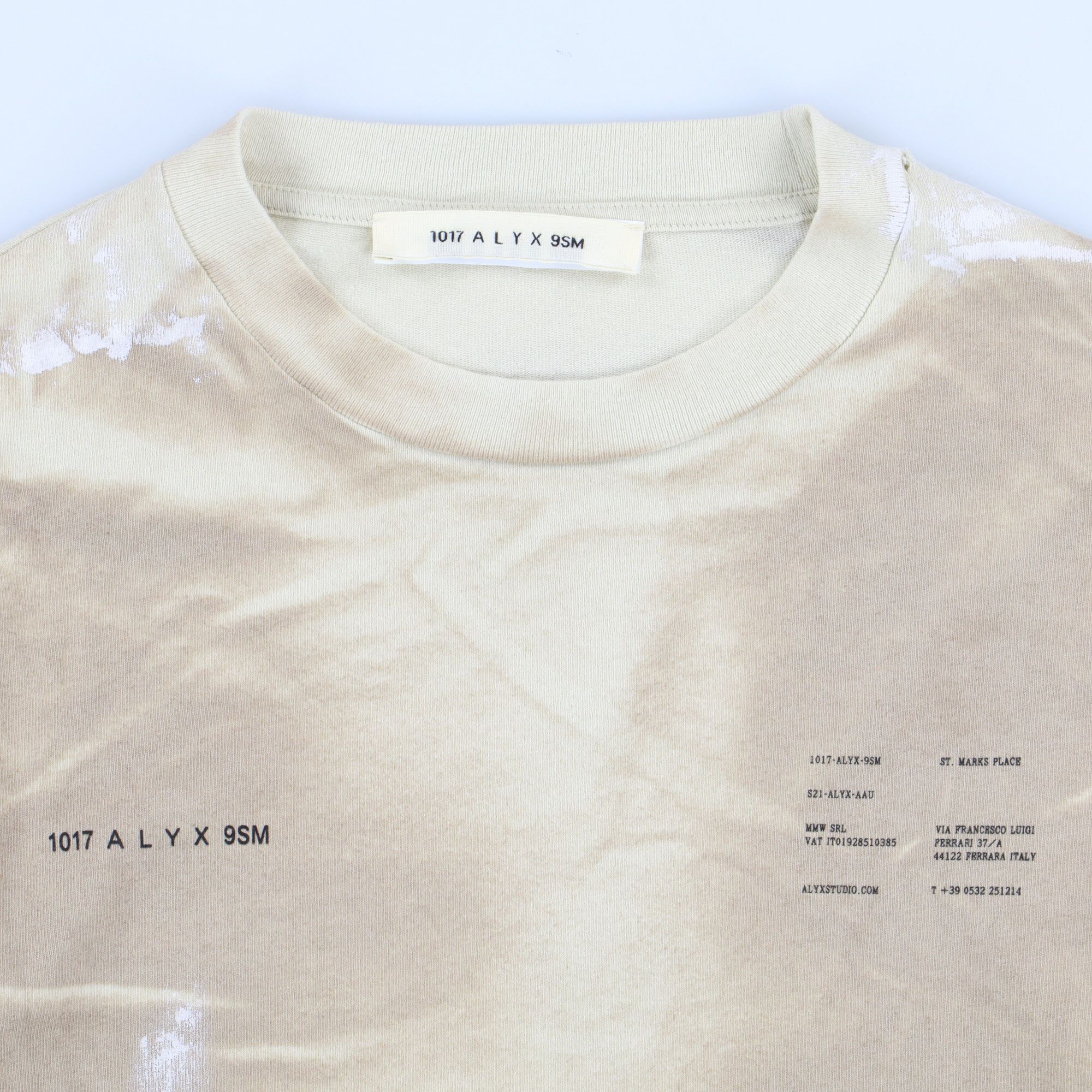 1017 ALYX 9SM Beige Tie Dye Double Logo Long Sleeve T-Shirt Size US S / EU 44-46 / 1 - 5 Thumbnail