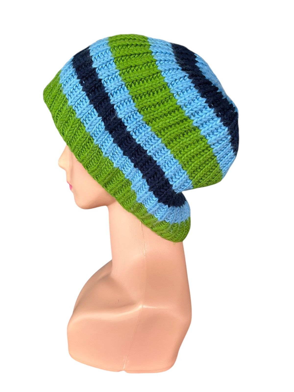 Japanese Brand × Kapital × Vintage Stripe Crochet Knitt Big Beanie Hats Size ONE SIZE - 2 Thumbnail