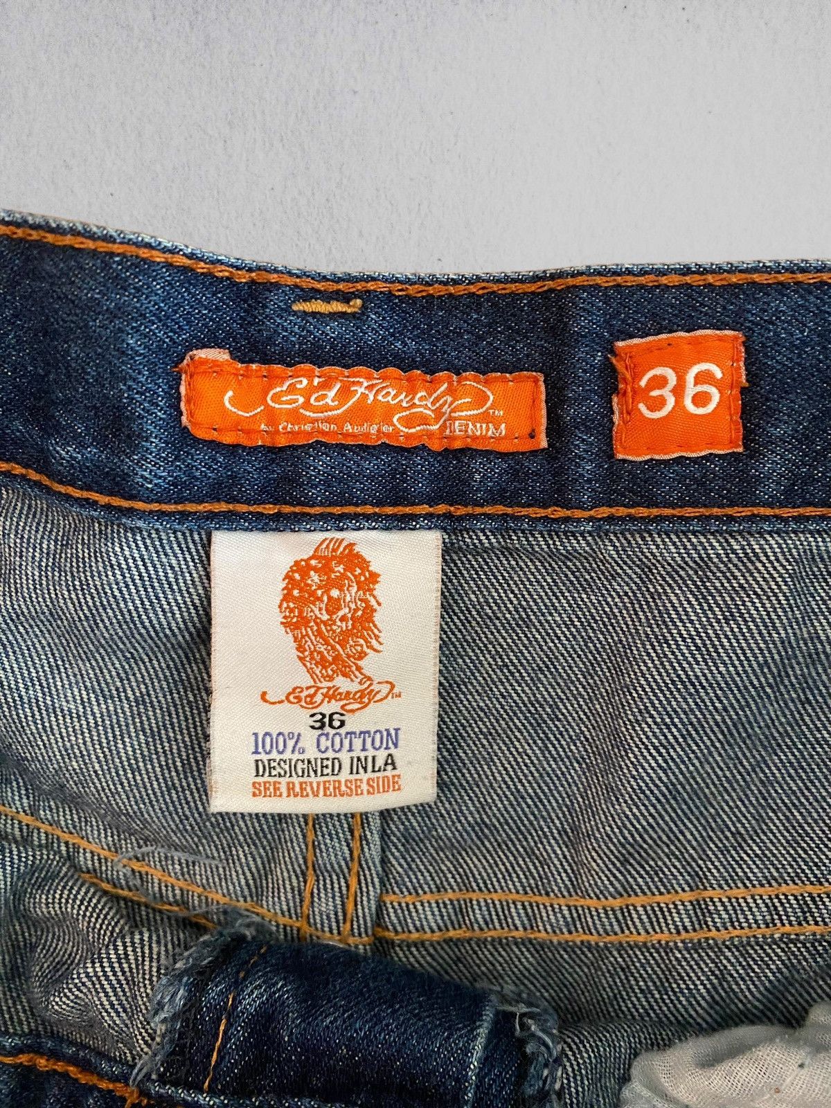 Ed Hardy × Vintage Vintage Ed Hardy ‘Death Before Dishonor’ Embroidered Jorts Size US 36 / EU 52 - 6 Thumbnail