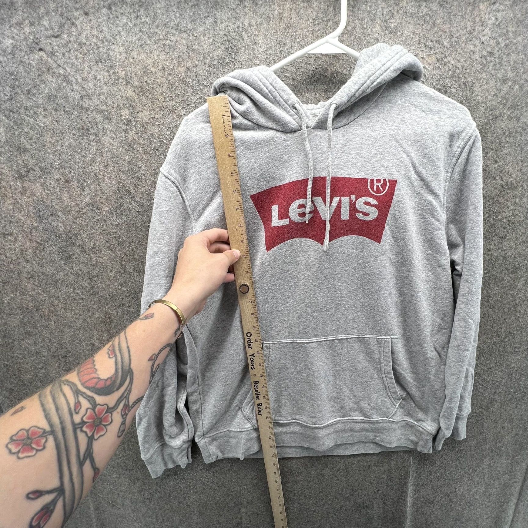 Levi's Levi's Hoodie Mens Medium Gray Batwing Logo Pullover Fleece Sweatshirt Size US M / EU 48-50 / 2 - 5 Thumbnail