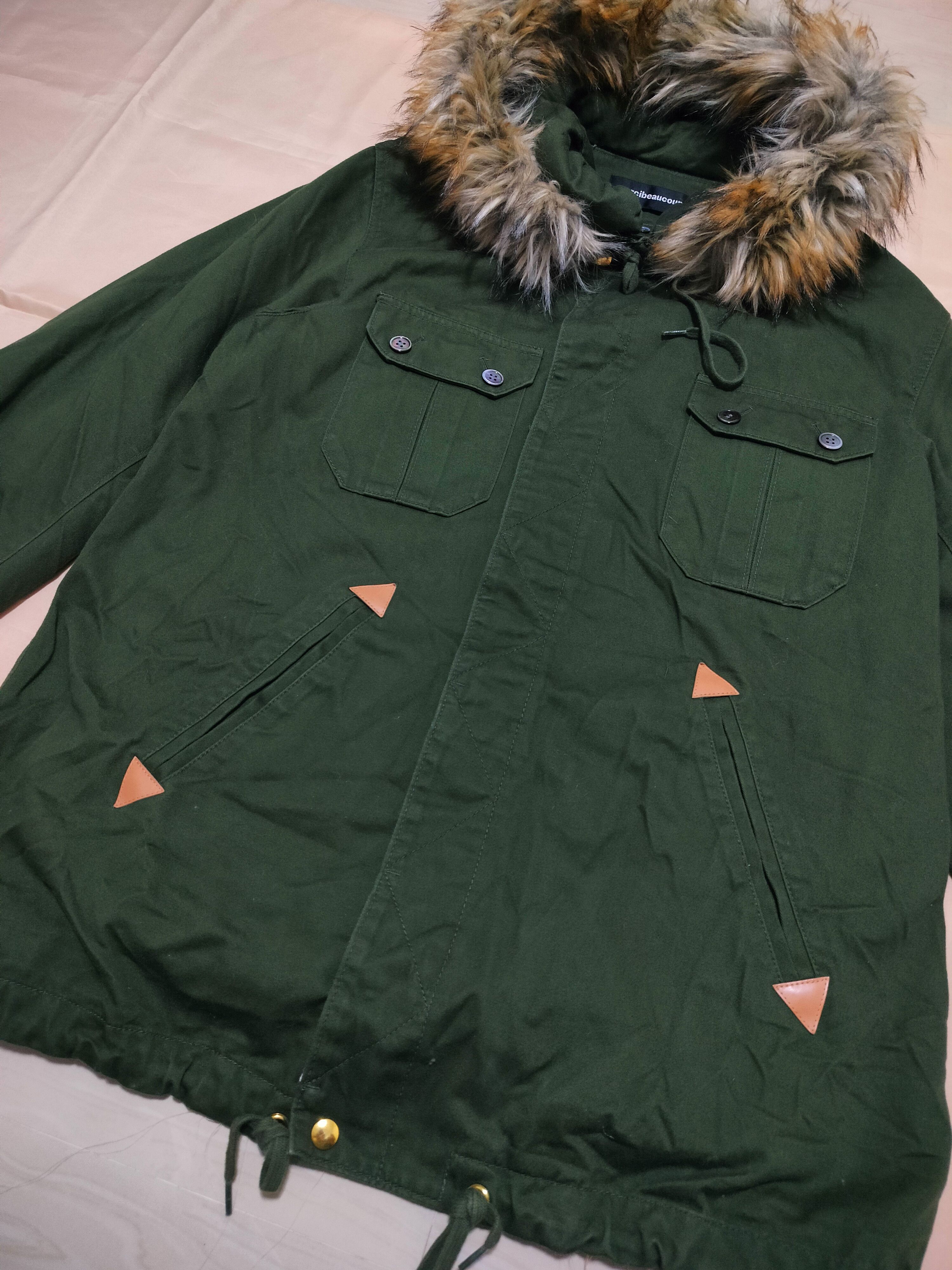 Issey Miyake Mercibeaucoup Green Parka Jacket with Fur Size US L / EU 52-54 / 3 - 2 Thumbnail