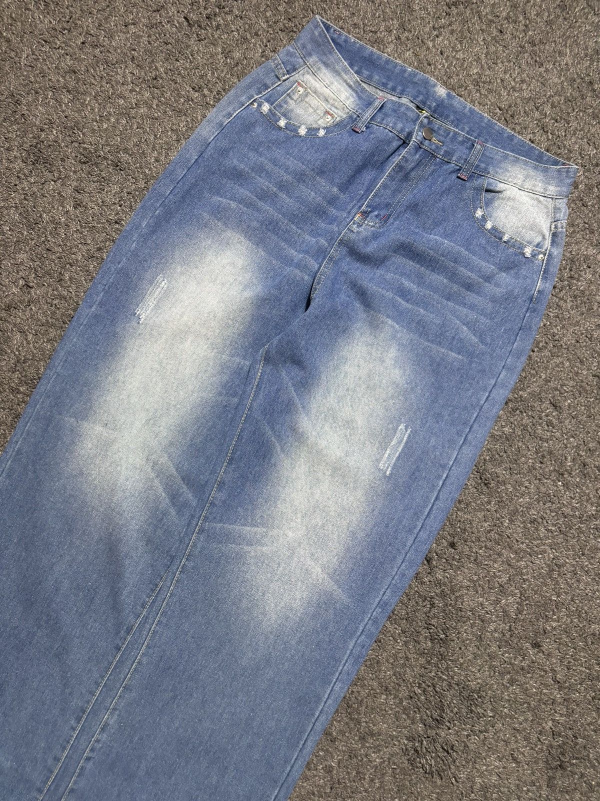 Jean × Vintage Vintage wide leg rare batman embroidered blue baggy jeans Size US 34 / EU 50 - 13 Thumbnail