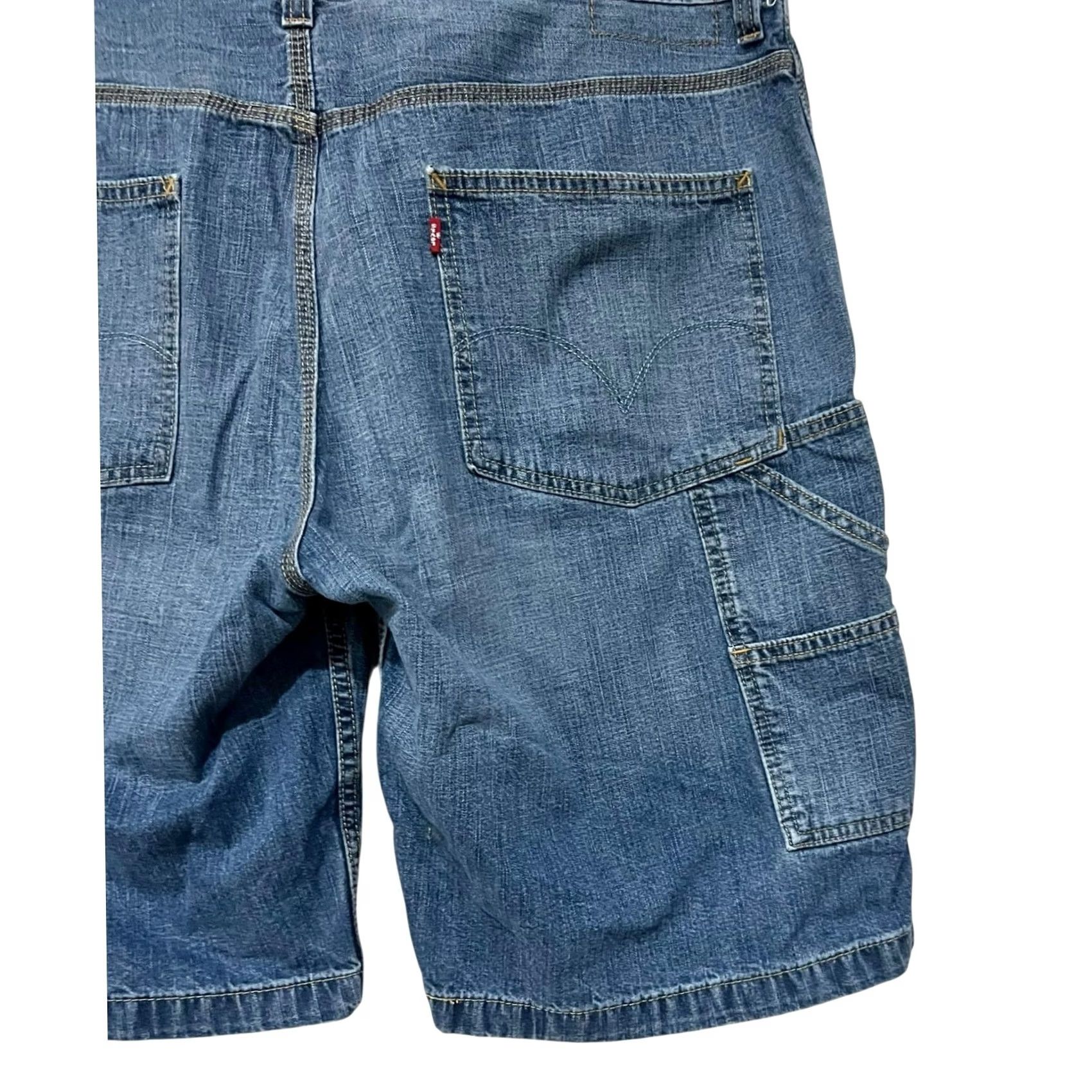 Denime VINTAGE Levi’s Carpenter Shorts Jorts Mens 40 11” Inseam Blue Denim Baggy 90s Y2K Grunge Skater Motorcyclist Casual Mens Size US 40 / EU 56 - 5 Thumbnail