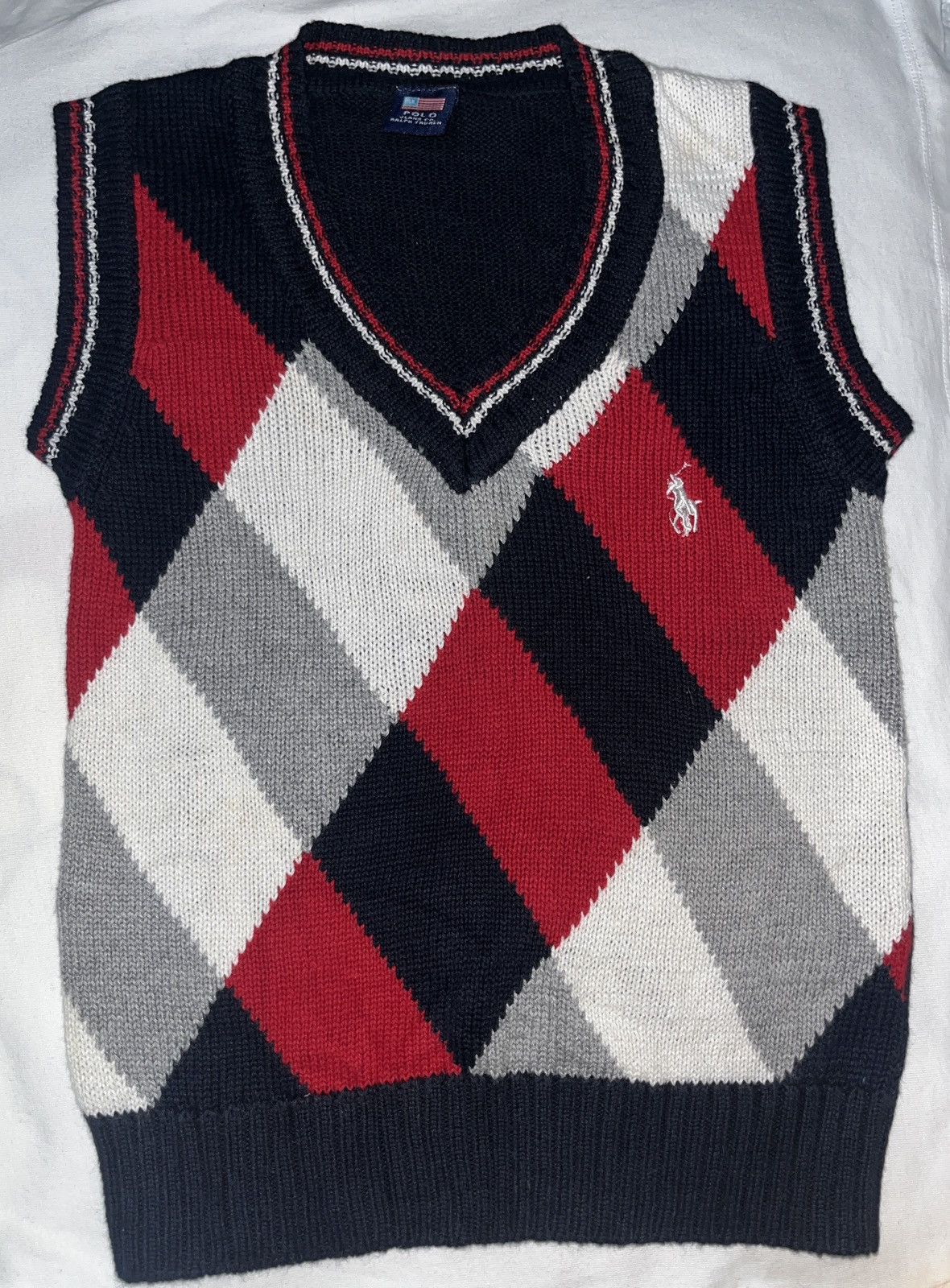 Polo Ralph Lauren argyle V-neck knitted sweater vest Size US XXS / EU 40 - 1 Thumbnail