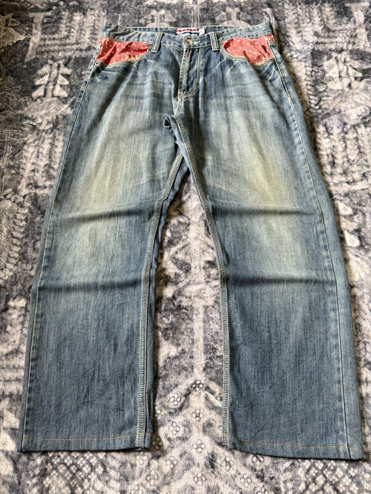 G-Unit × Vintage Y2k Real Bvoice Embroidered Pocket Baggy Loose Jeans Size US 32 / EU 48 - 2 Thumbnail