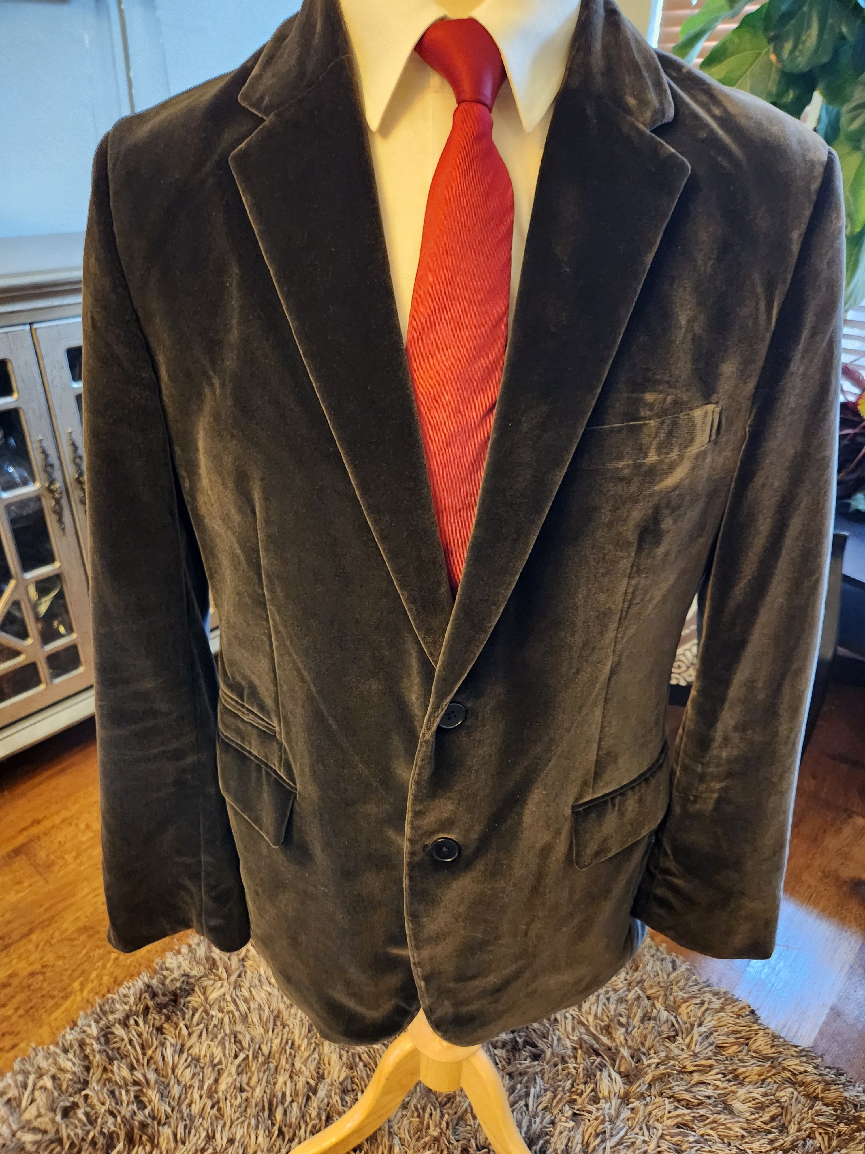 Theory Men's Velvet Blazer 2 Button Mint Brown Blazer Size 42R - 1 Thumbnail