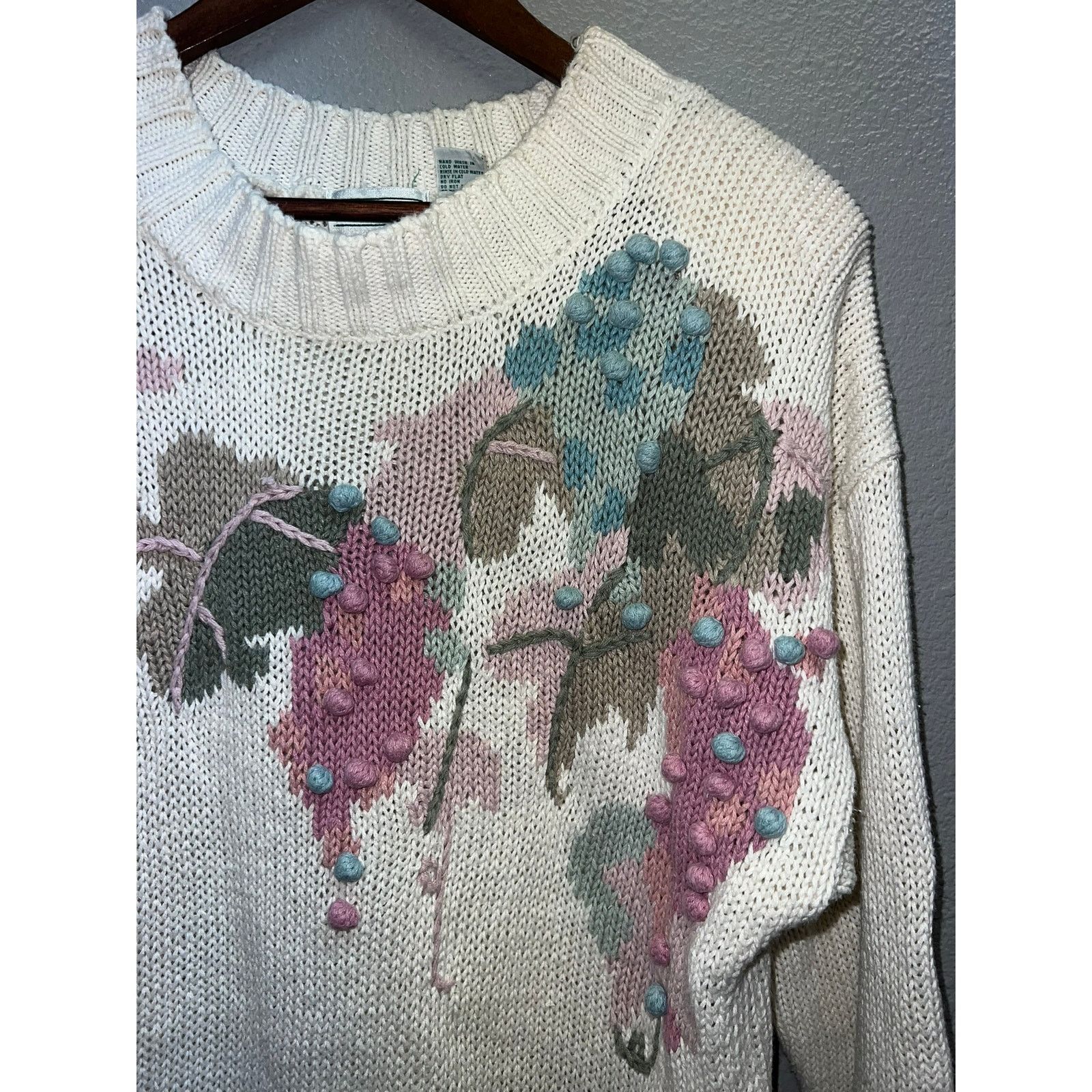 Vintage Womens Vintage Knit Sweater Shenanigans Floral Grape VTG L Size L / US 10 / IT 46 - 3 Thumbnail