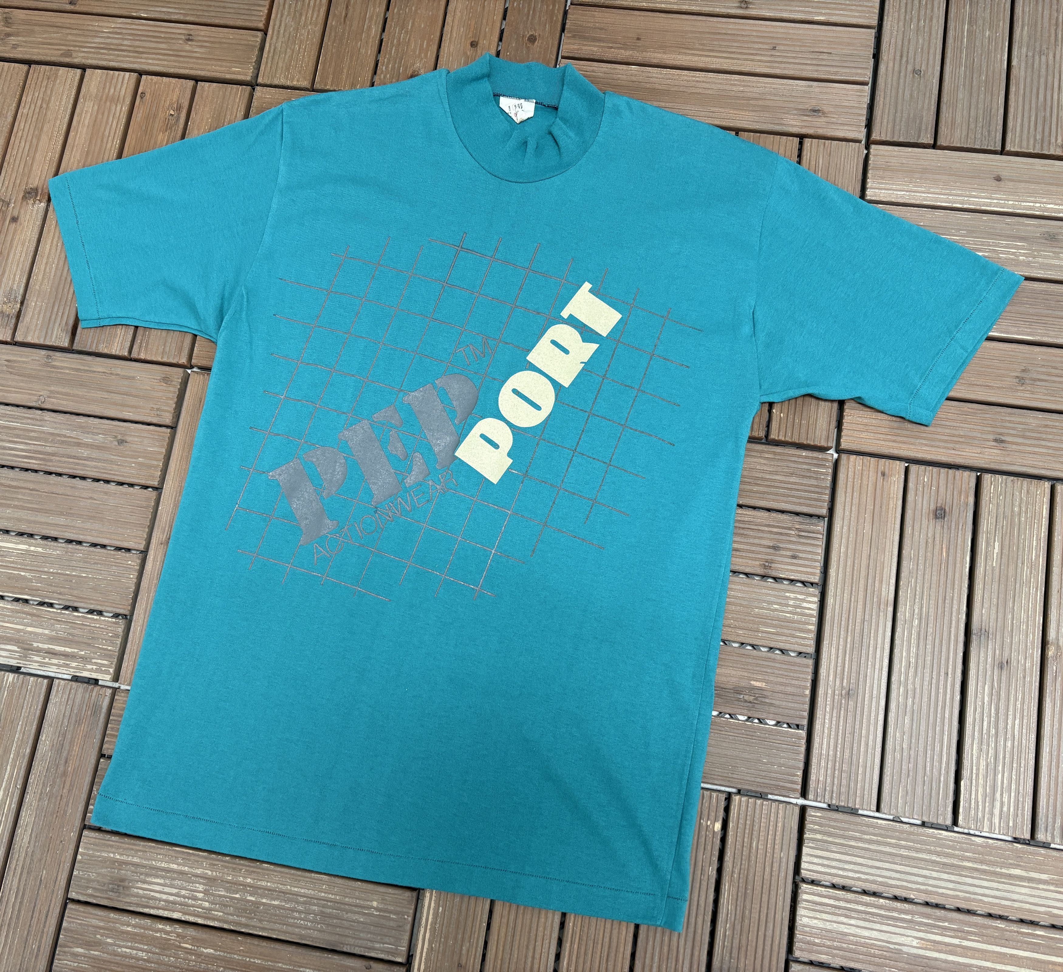 Vintage Pep Port Actionwear Vintage Teal Mock Neck Shirt Size US L / EU 52-54 / 3 - 3 Thumbnail