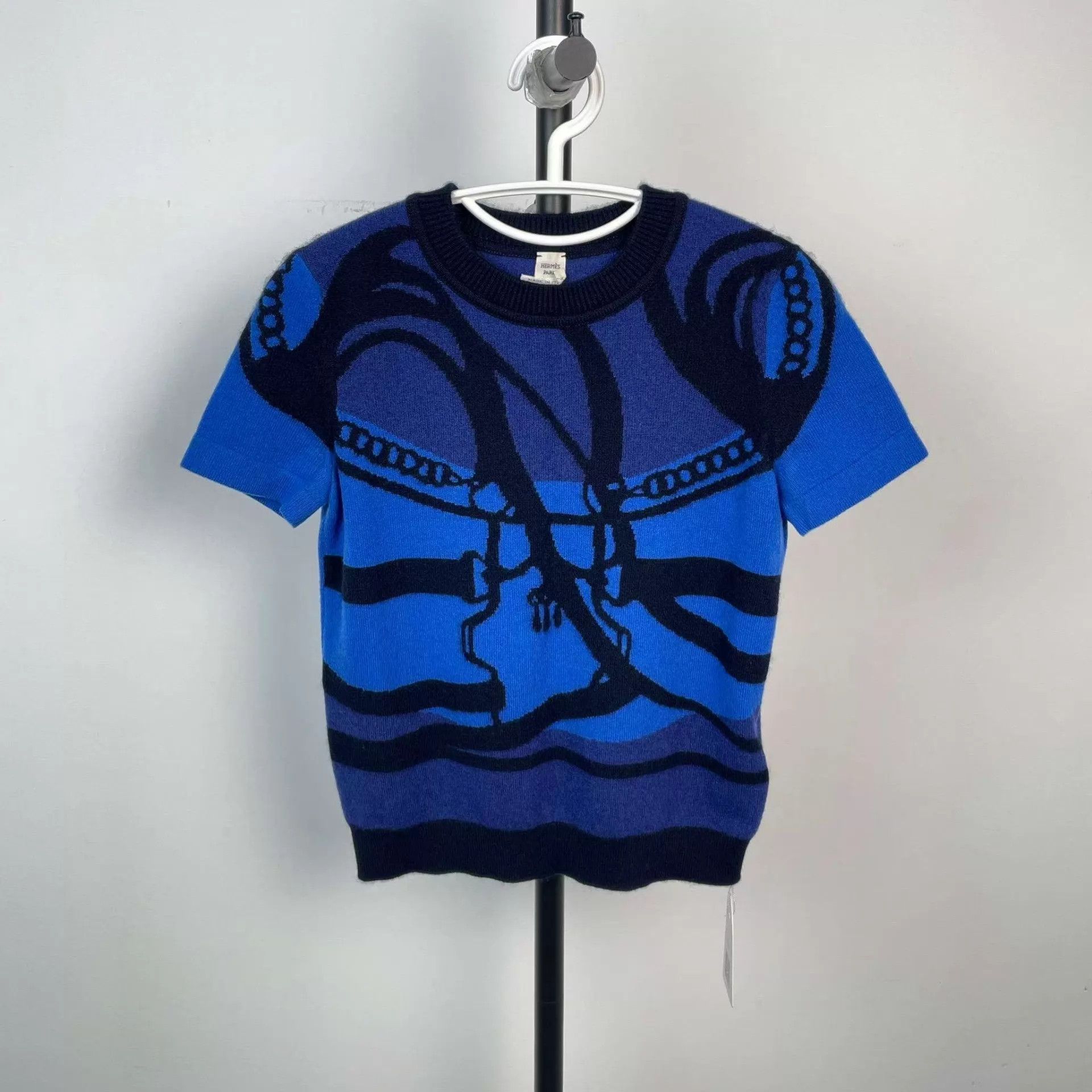 Hermes Hermès Graffiti Blue Knit Sweater Size 36 260202VHDLY04 Size XS / US 0-2 / IT 36-38 - 1 Thumbnail