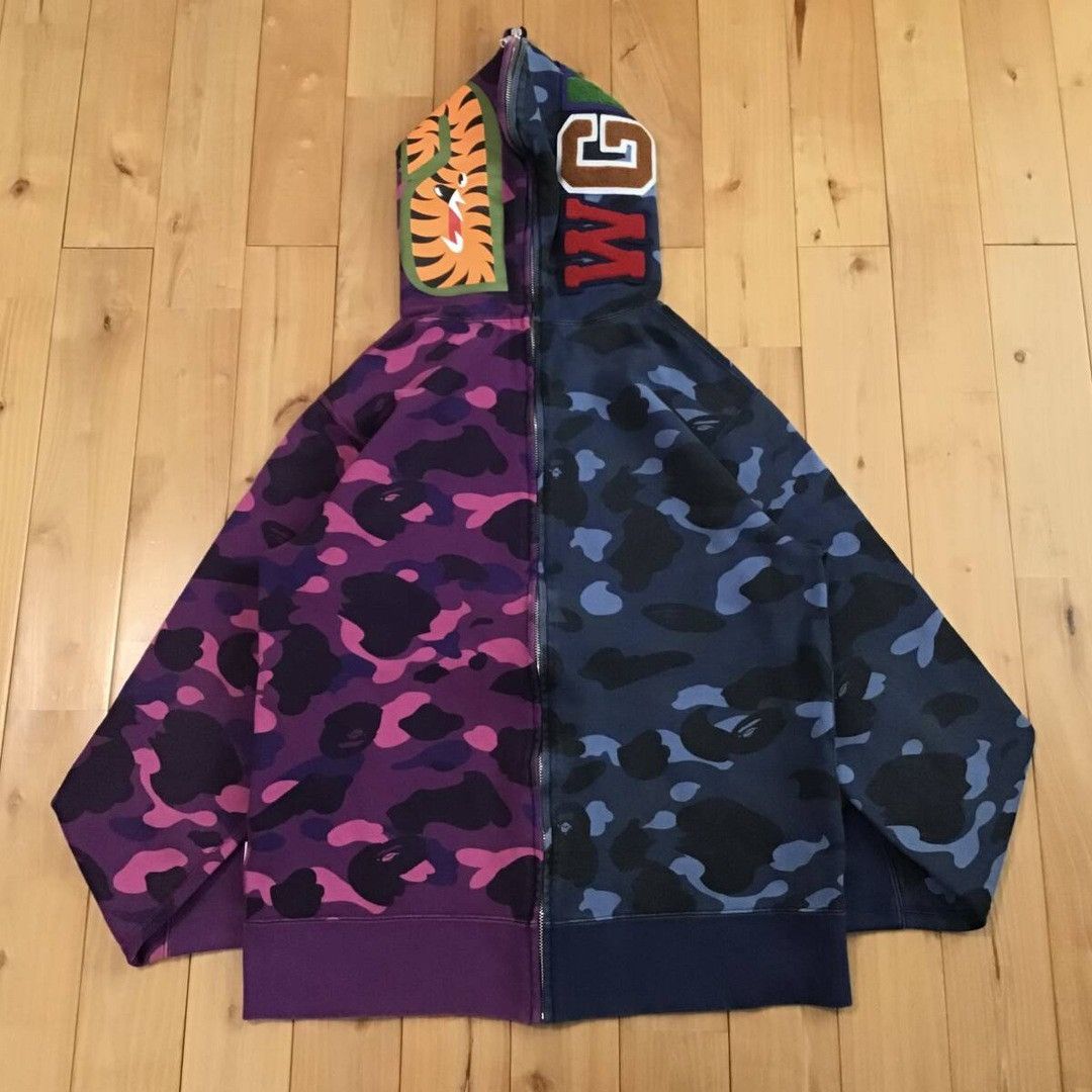Bape BAPE Purple camo x Blue camo separate shark full zip hoodie Size US L / EU 52-54 / 3 - 3 Thumbnail