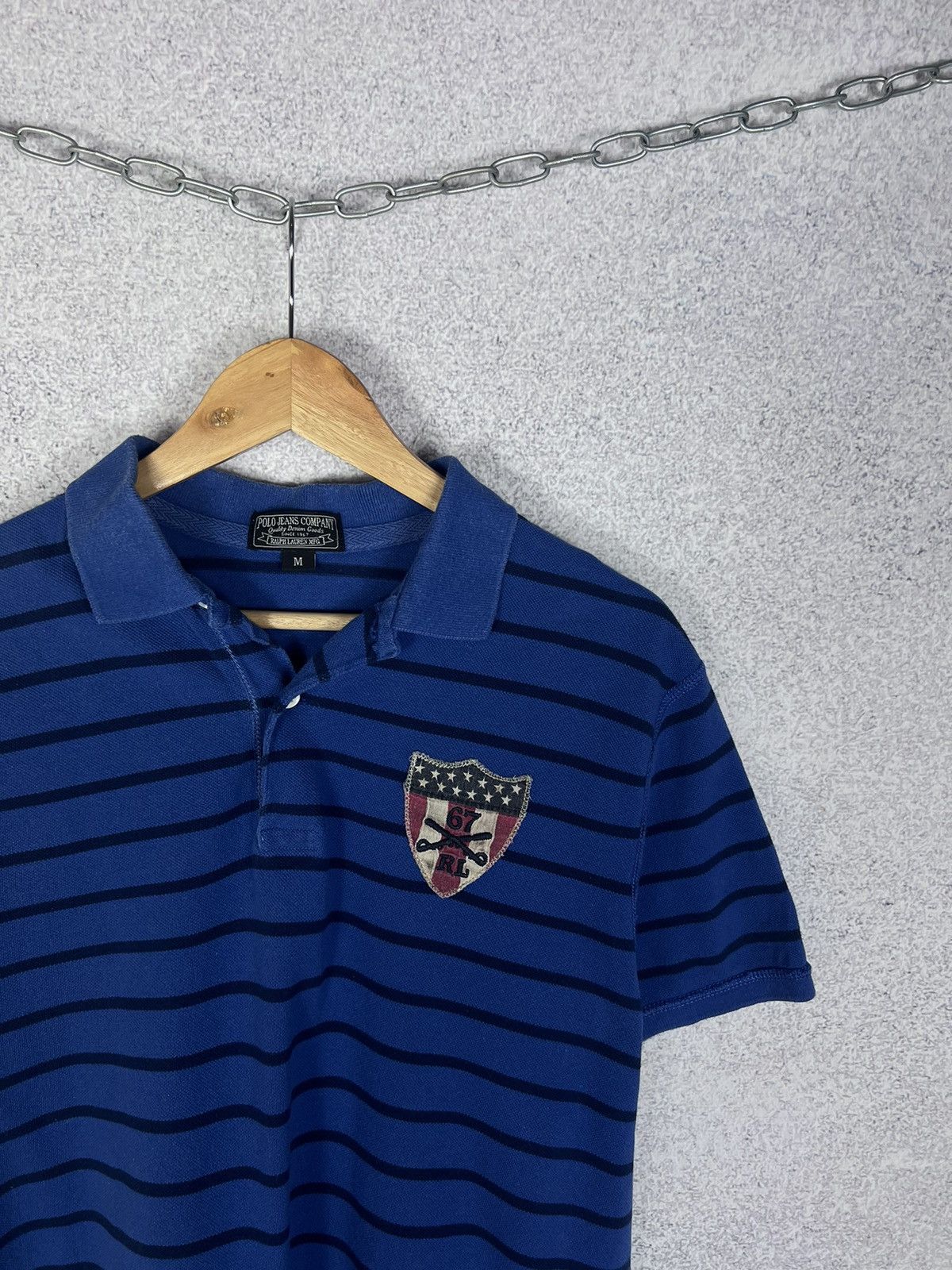 Vintage Vintage Polo Ralph Lauren Jeans Company Stripe Polo Shirt Size US M / EU 48-50 / 2 - 2 Thumbnail