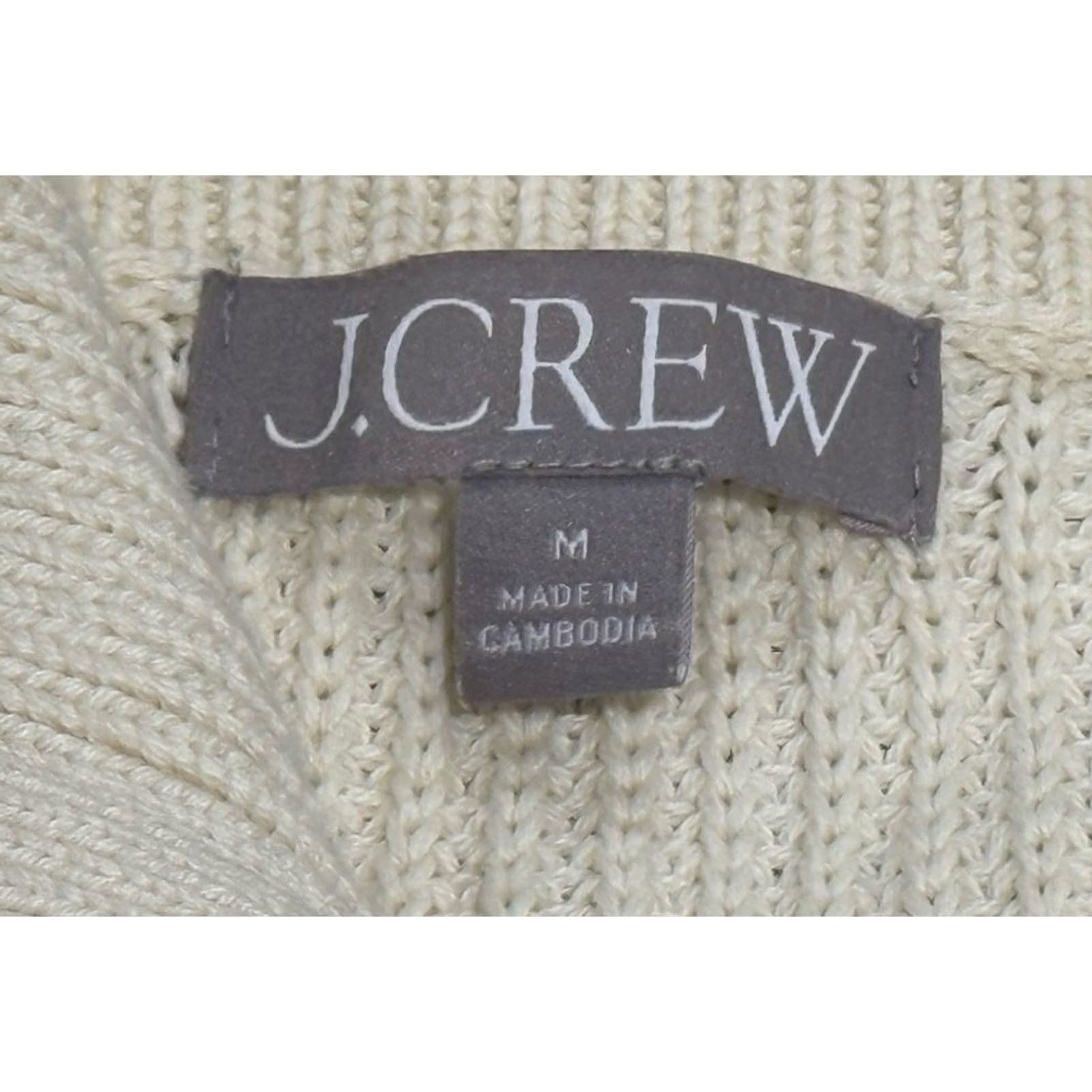 J.Crew J. Crew Ribbed Cotton Button-Collar Sweater Long Sleeve Sz M Womens Cream Knit Pullover Classic Holiday Casual Travel - Mens? Size M / US 6-8 / IT 42-44 - 3 Thumbnail