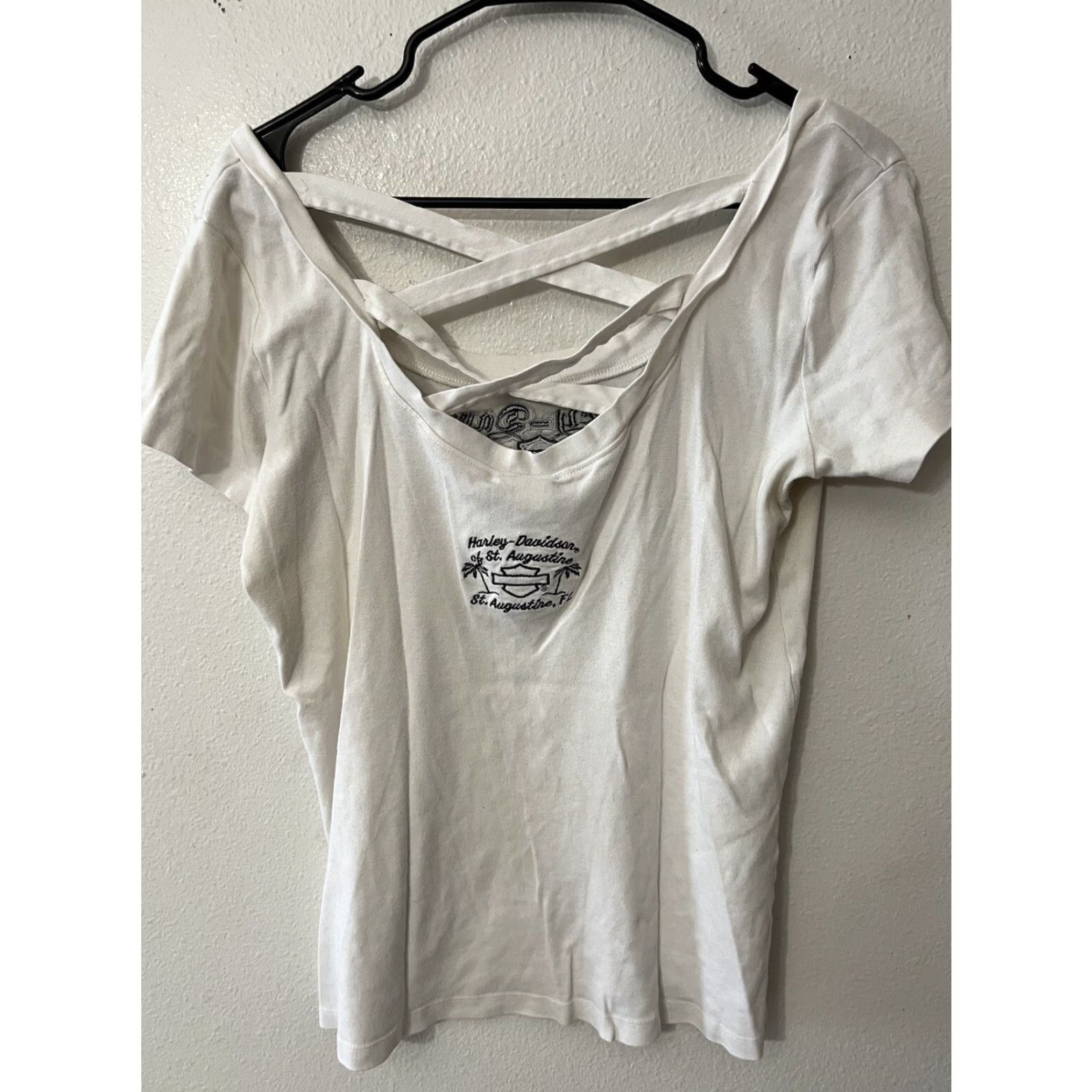 Harley Davidson Harley-Davidson T-Shirt Women White Short Sleeve Scoop Neck L Biker Motorcycle Size L / US 10 / IT 46 - 2 Thumbnail