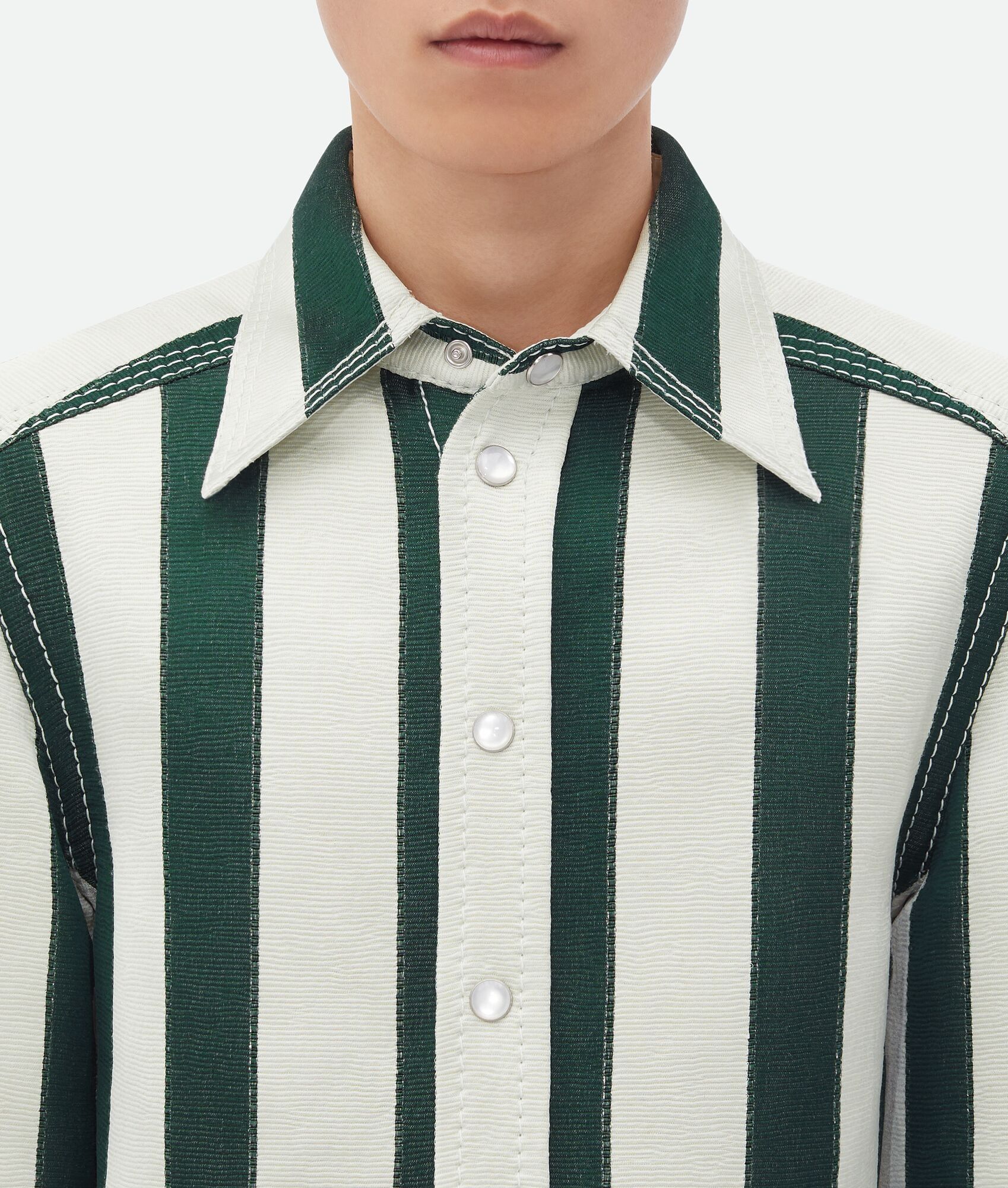 Bottega Veneta o1bcso1str0925 Striped Cotton Viscose Shirt Size US M / EU 48-50 / 2 - 4 Thumbnail