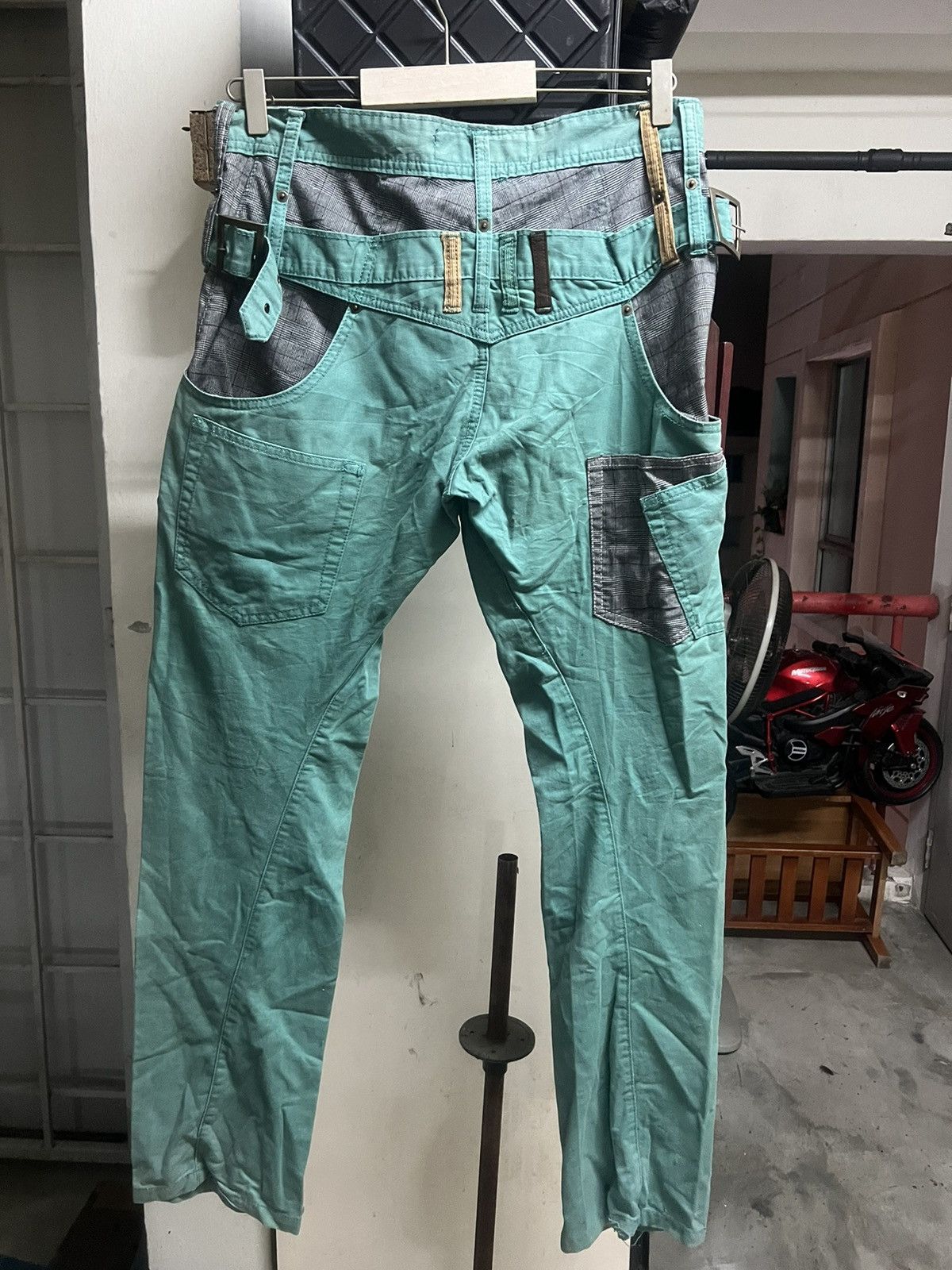 Hysteric Glamour × Japanese Brand SICK🔥DOUBLE WAIST BREATHMINT GREEN FADED COTTON PANT Size US 32 / EU 48 - 10 Thumbnail