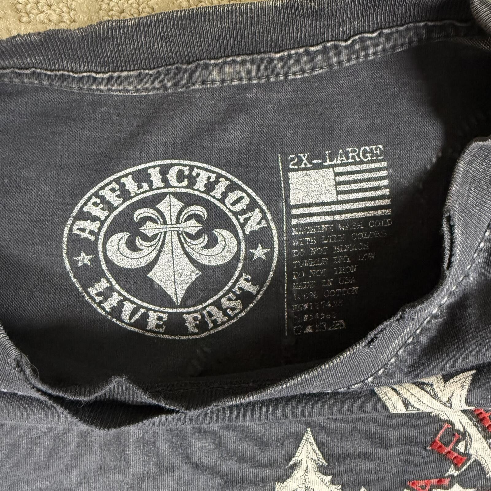 Affliction Y2K Affliction Fleur De Lis Skull T Shirt XXL Size US XXL / EU 58 / 5 - 4 Thumbnail