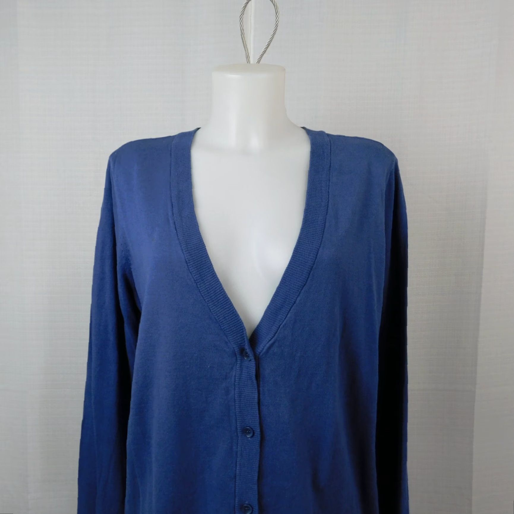 Alfani Alfani Cardigan Shirt Women V-Neck Button Knit Cotton Blue Large L Contemporary Casual Long Sleeve Size L / US 10 / IT 46 - 3 Thumbnail