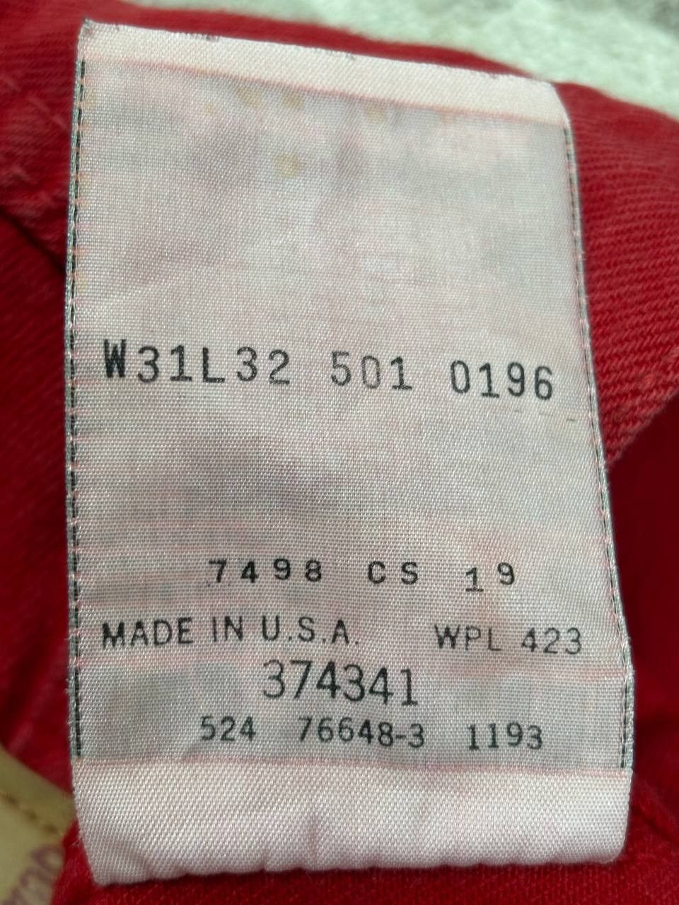 Levi's Vintage Clothing Vintage 90s Levi’s 501 Red Denim Jeans • Made in USA • W31 Size US 31 - 10 Thumbnail